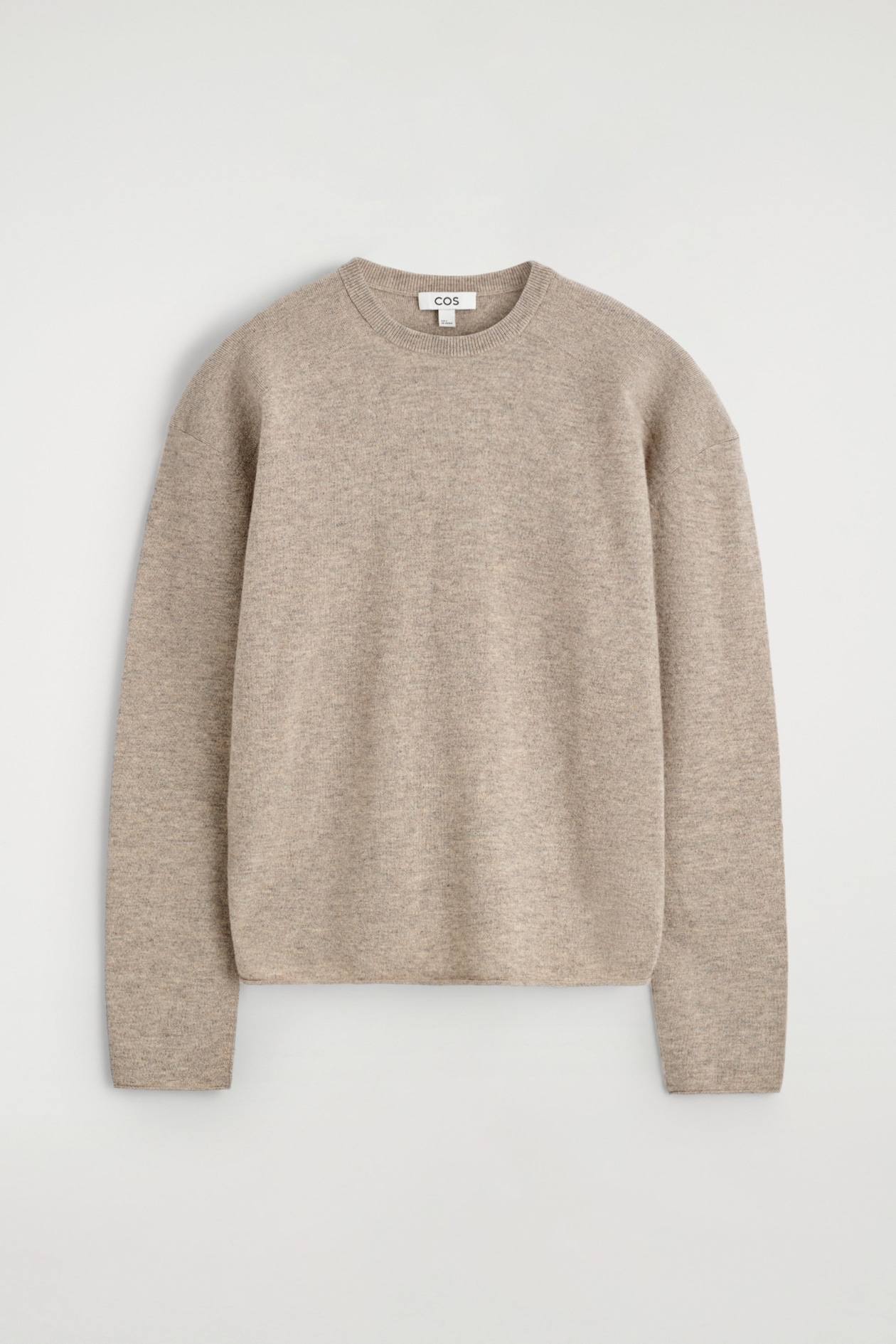 MERINO WOOL CREW-NECK SWEATER — BEIGE MÉLANGE