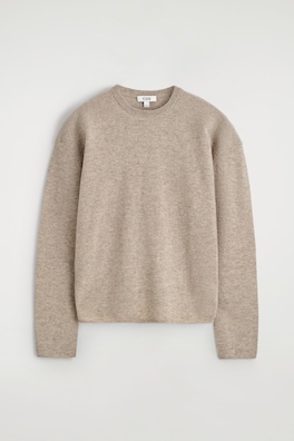 MERINO WOOL CREW-NECK SWEATER — BEIGE MÉLANGE 8