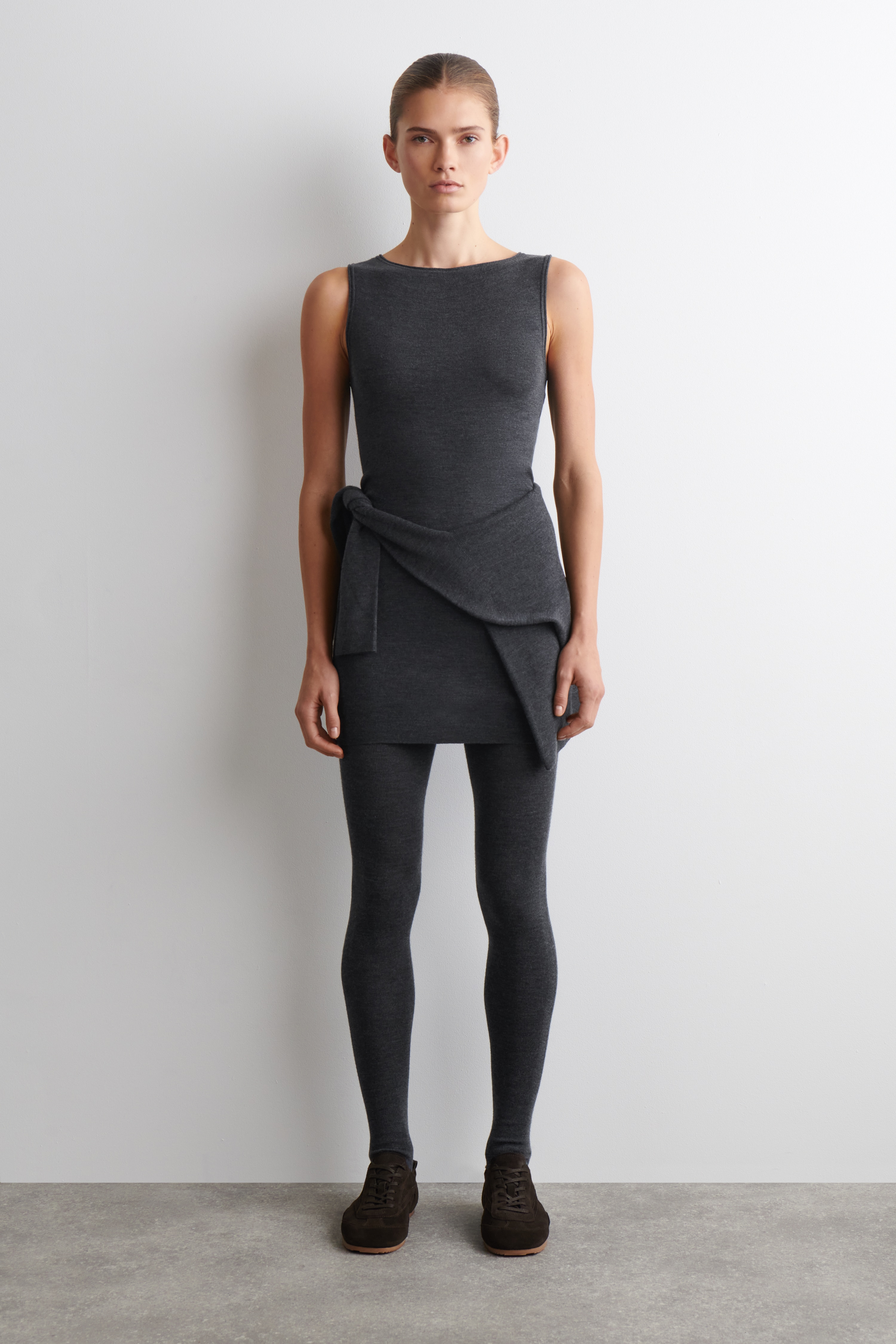 MERINO WOOL MINI DRESS - CHARCOAL MÉLANGE