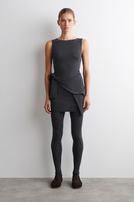 SEAMLESS MERINO WOOL MINI DRESS — CHARCOAL MÉLANGE 1