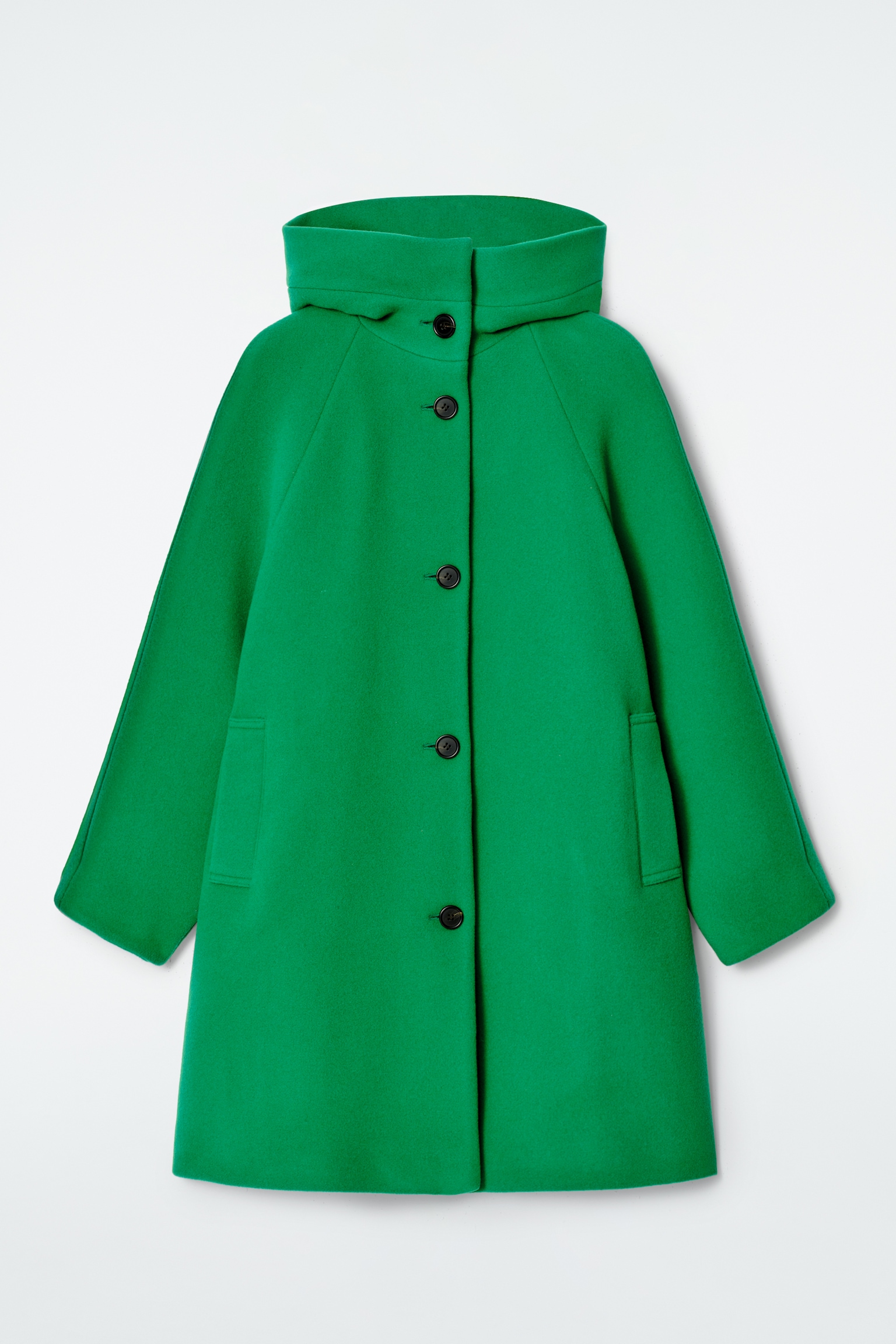 ABRIGO OVERSIZE DE LANA CON CAPUCHA - VERDE - 2
