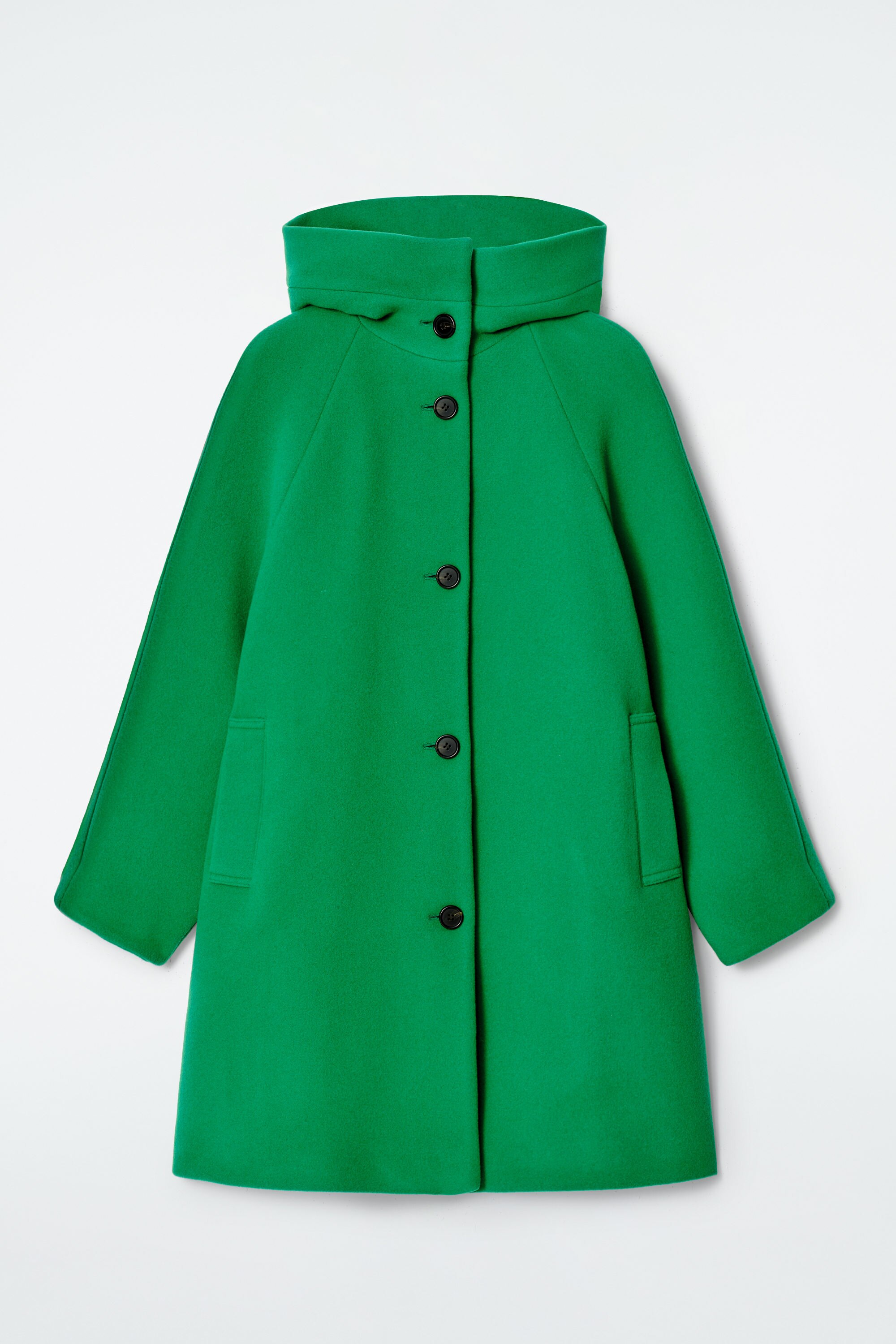 OVERSIZED WOOL HOODED COAT - GREEN | COS