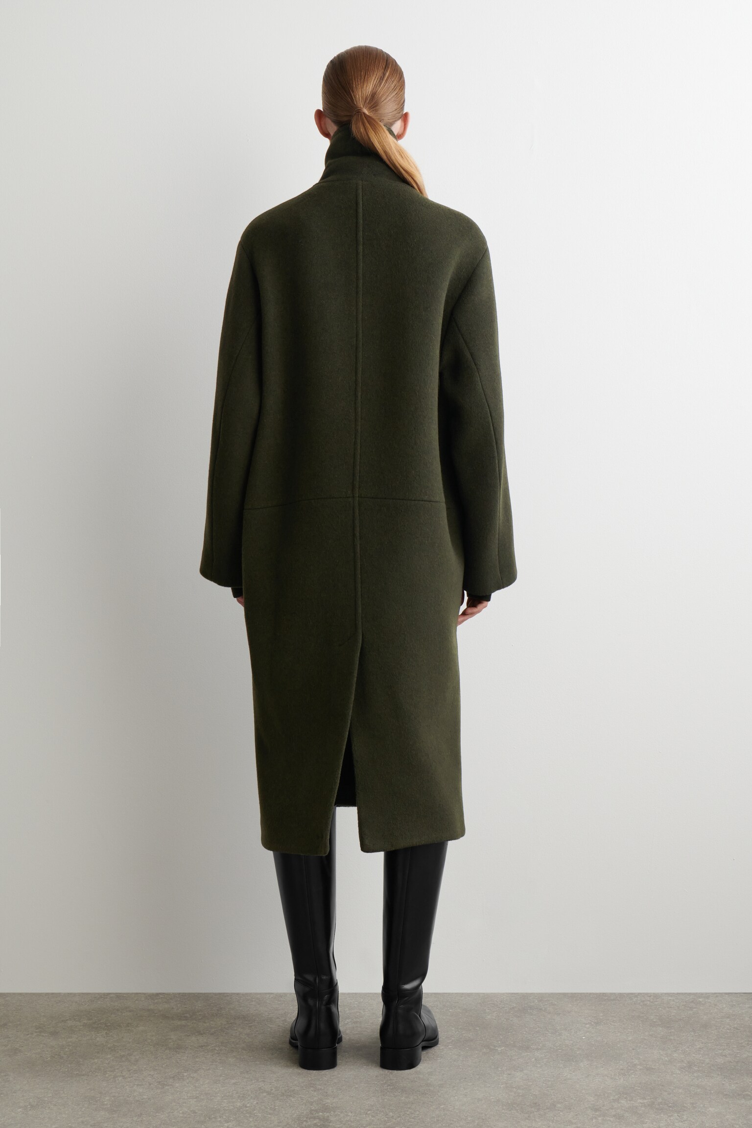 DOPPELREIHIGER LANGER OVERSIZED-MANTEL AUS WOLLE - DUNKELGRÜN - 4