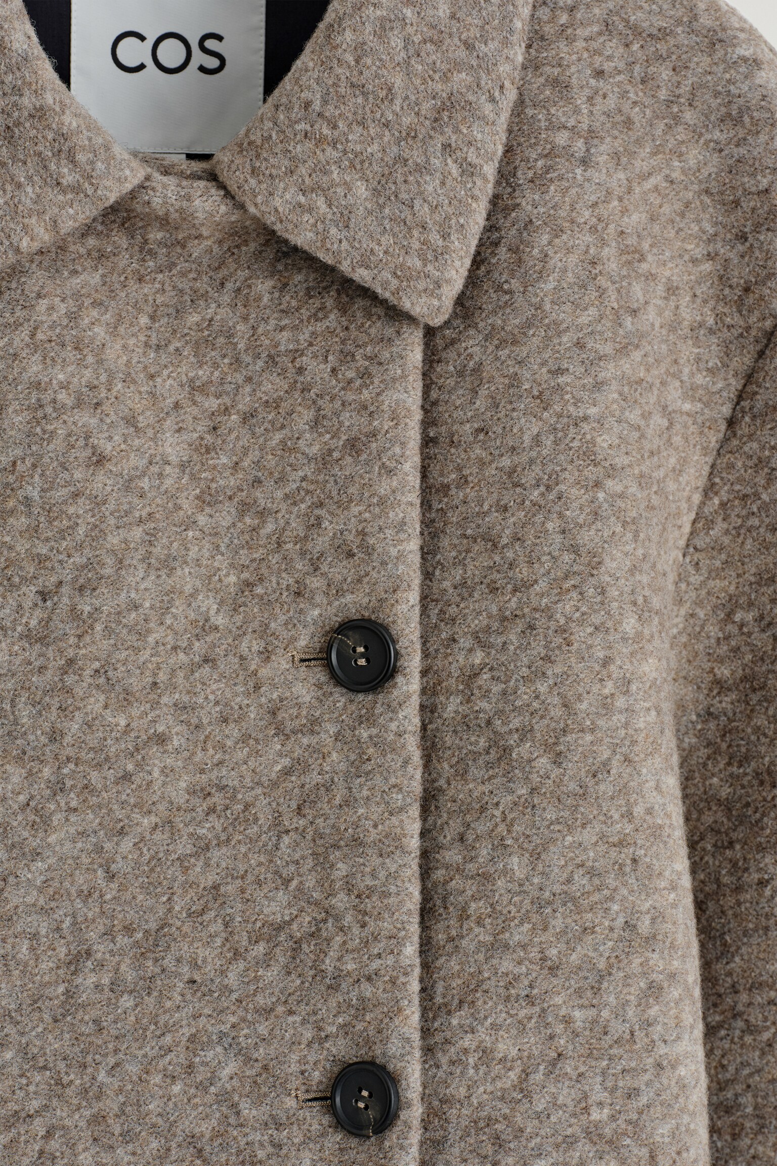 GIACCA CORTA IN MISTO LANA COTTA - BEIGE MÉLANGE/GRIGIO SCURO MÉLANGE - 3