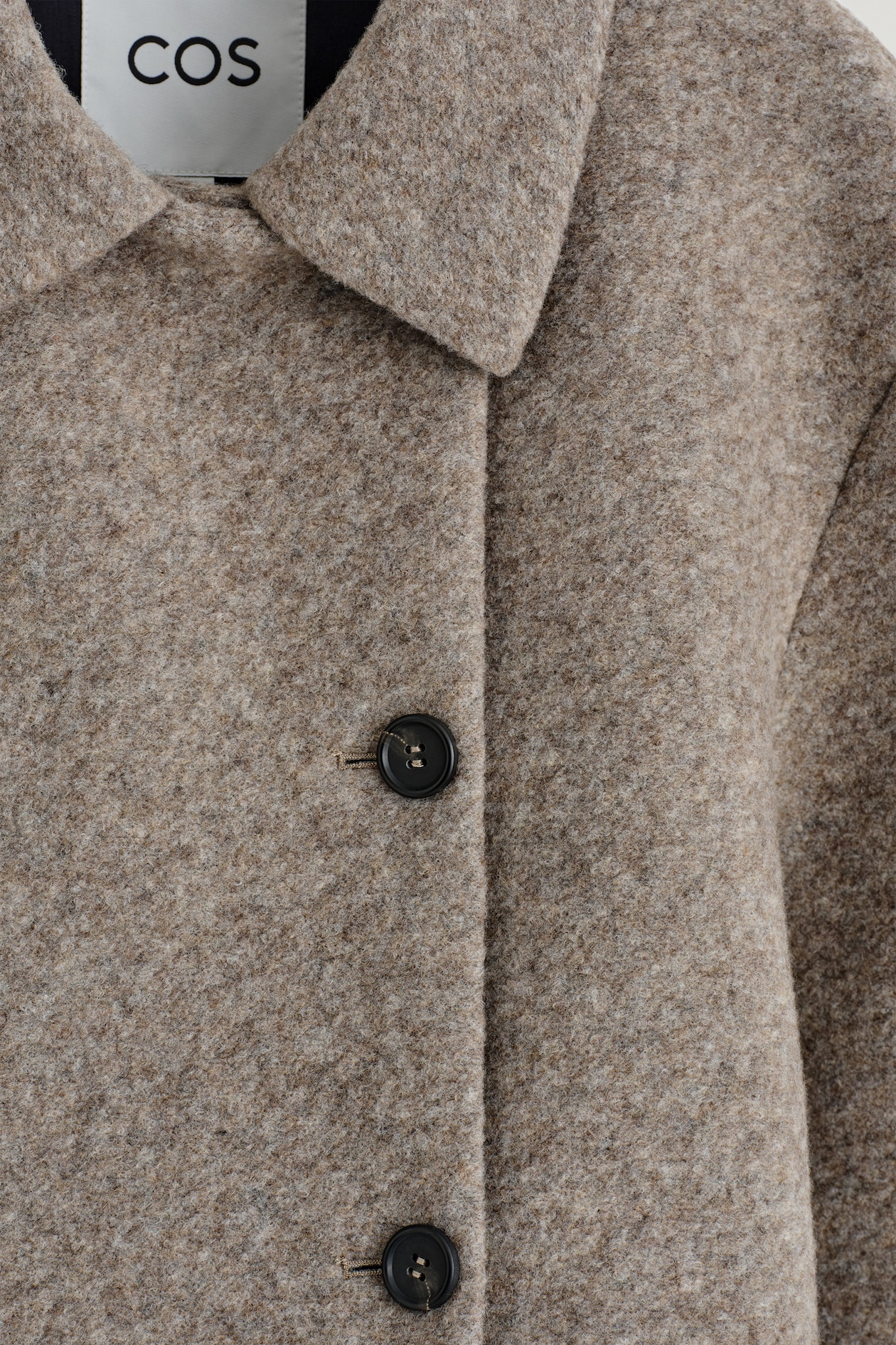 BOILED WOOL-BLEND SHORT JACKET — BEIGE MÉLANGE