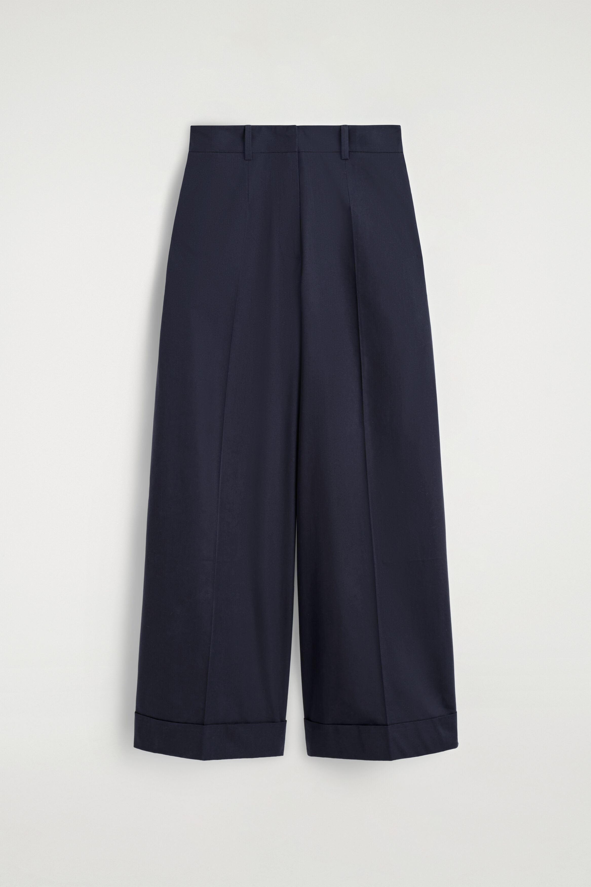 Cotton-twill Wide-leg Turn-up Pants