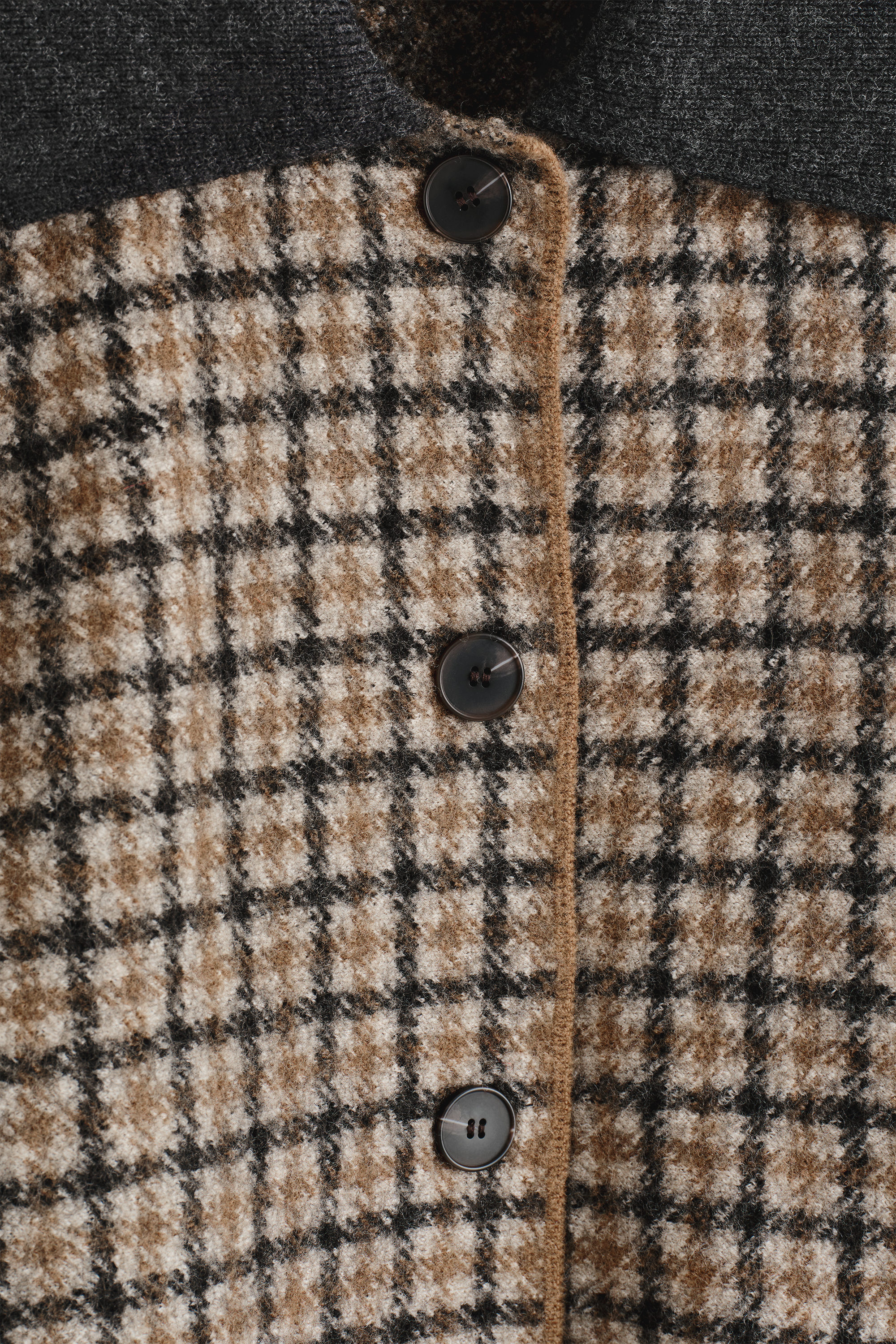 SCULPTED MERINO WOOL SHORT JACKET - BEIGE / CHECKED | COS US