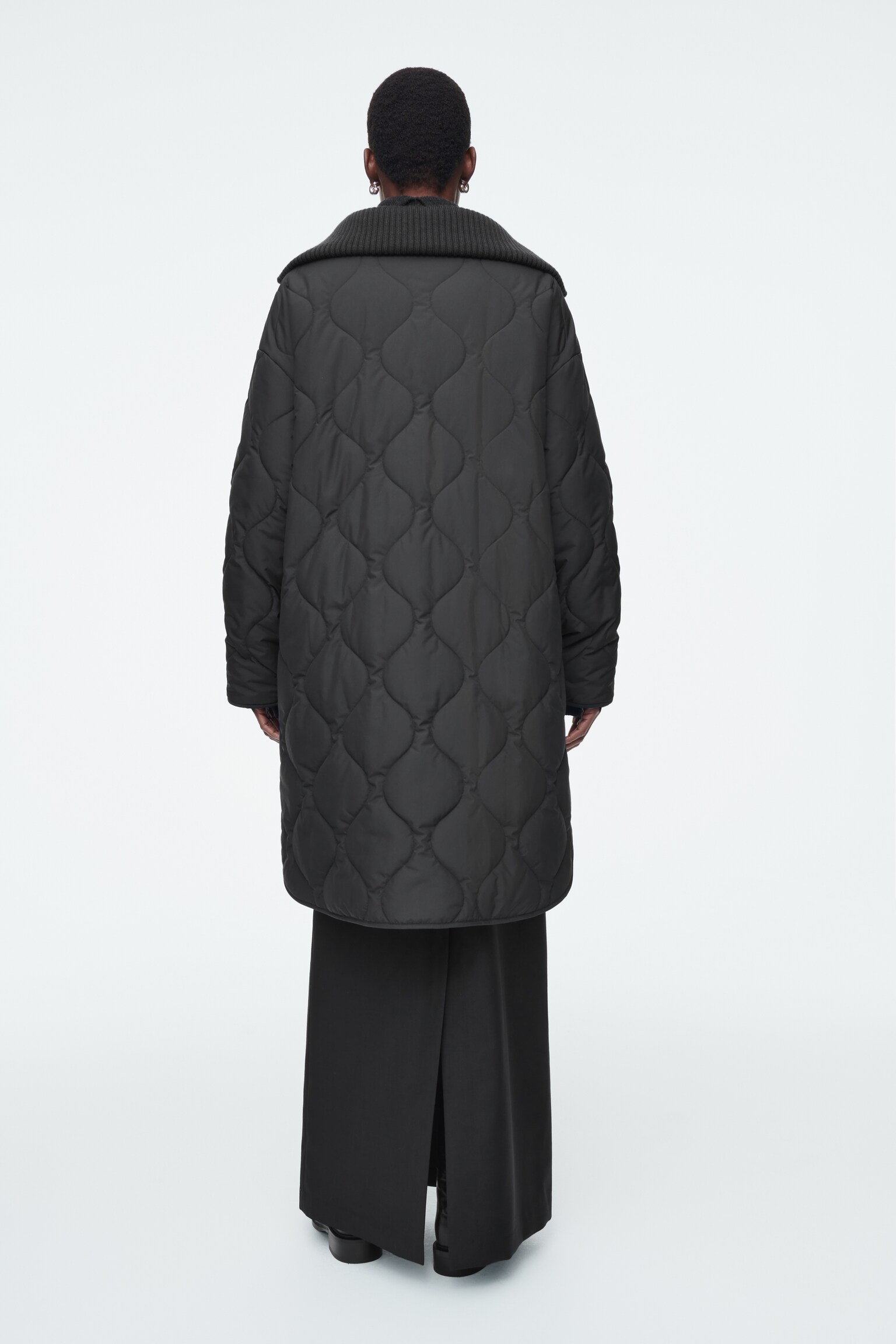MANTEAU MATELASSÉ À COL CHEMINÉE - NOIR - 8