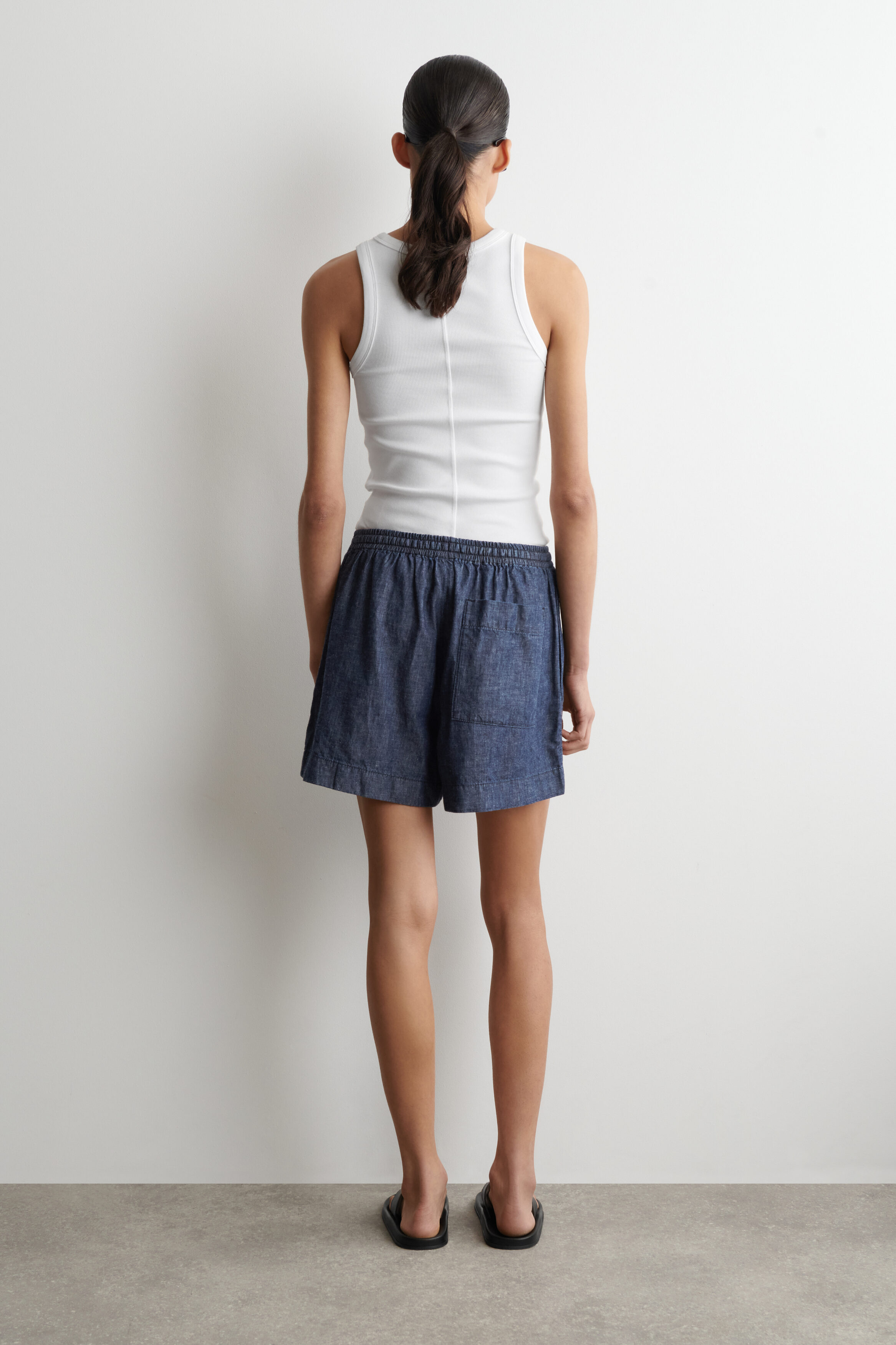Drawstring Denim Shorts