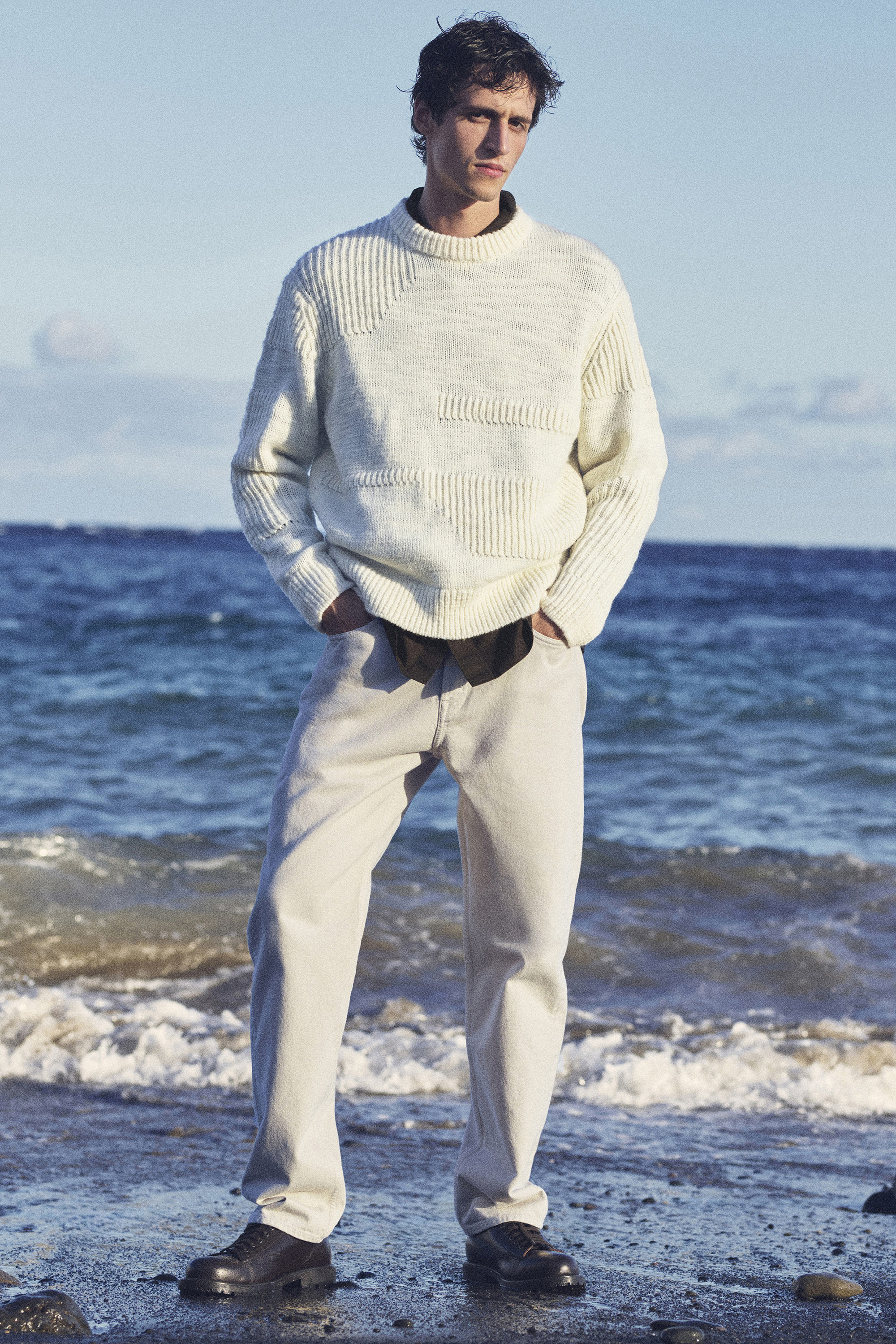 LADDER-STITCH WOOL SWEATER - CREAM | COS US LADDER-STITCH WOOL SWEATER - CREAM | COS US