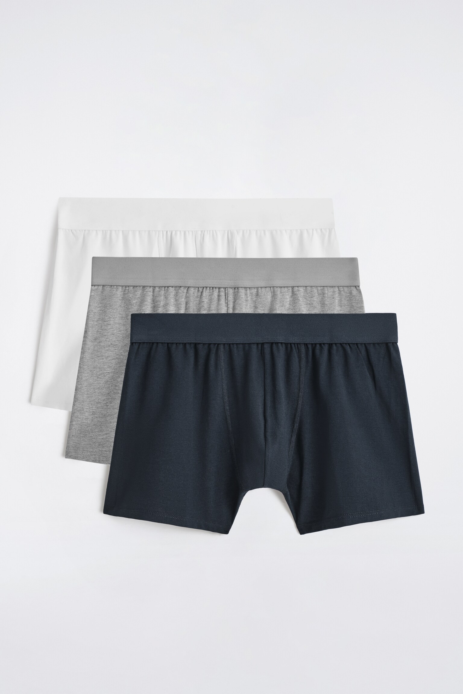 PACK DE 3 BÓXERS DE ALGODÓN - BLANCO / AZUL MARINO / GRIS