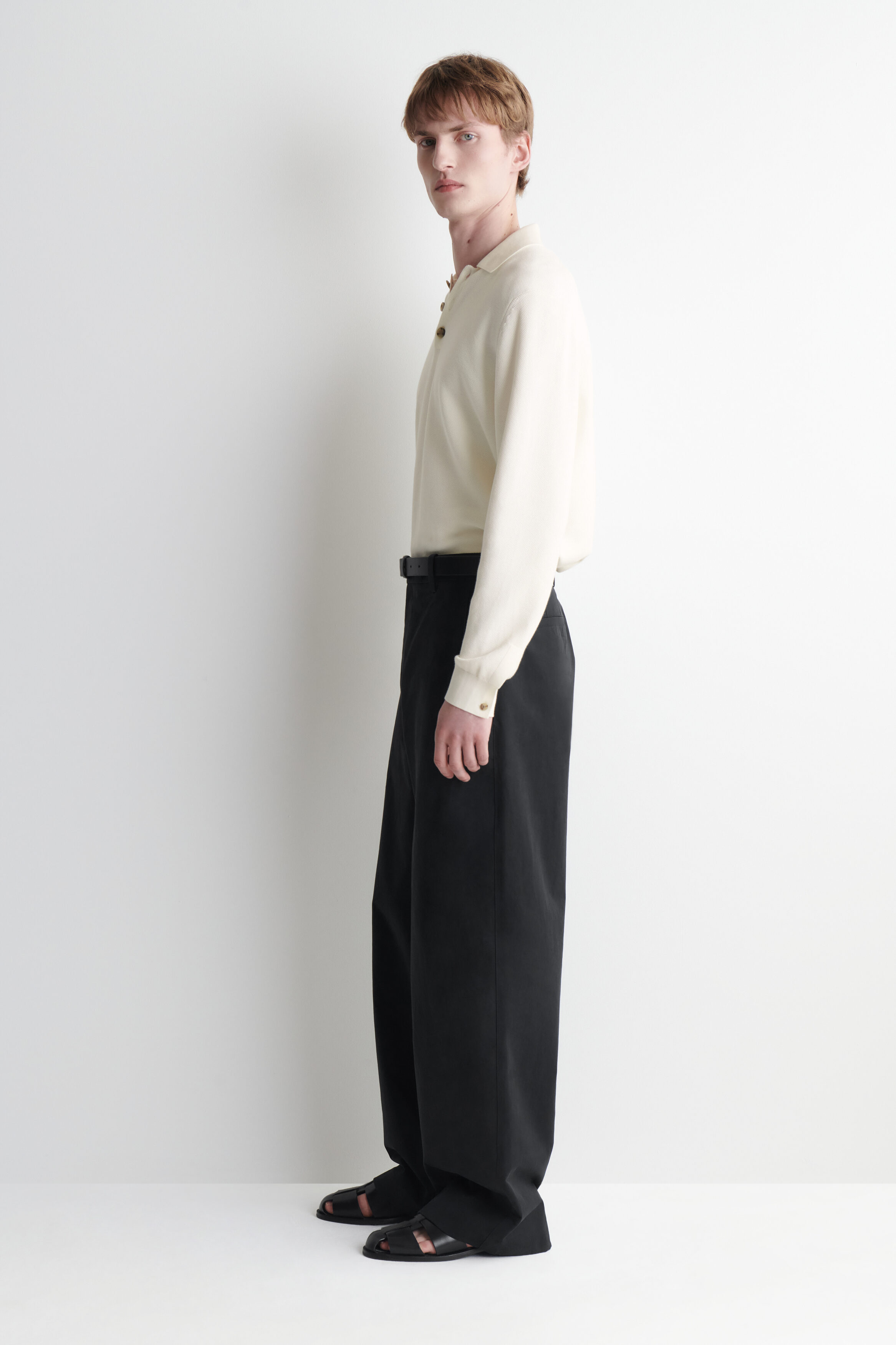 PLEATED COTTON RELAXED-FIT WIDE-LEG PANTS - thumbnail 8