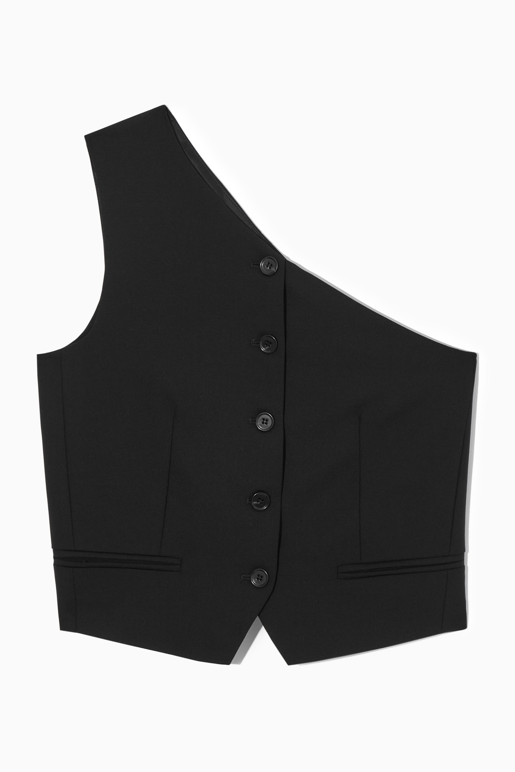 ASYMMETRIC TAILORED WOOL VEST - BLACK | COS