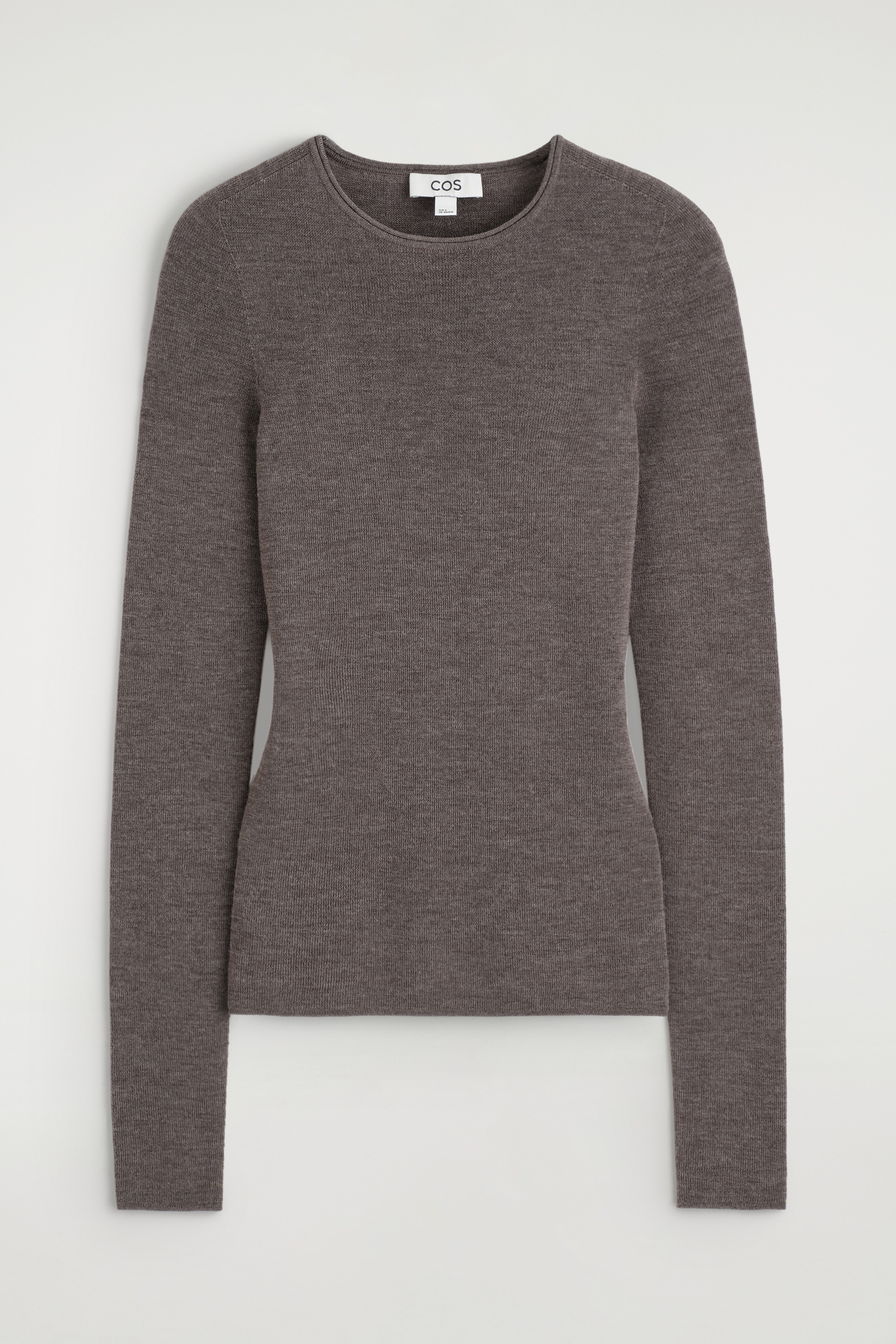 TOP À MANCHES LONGUES SANS COUTURE EN MÉRINOS - BRUN CHINÉ/NOIR