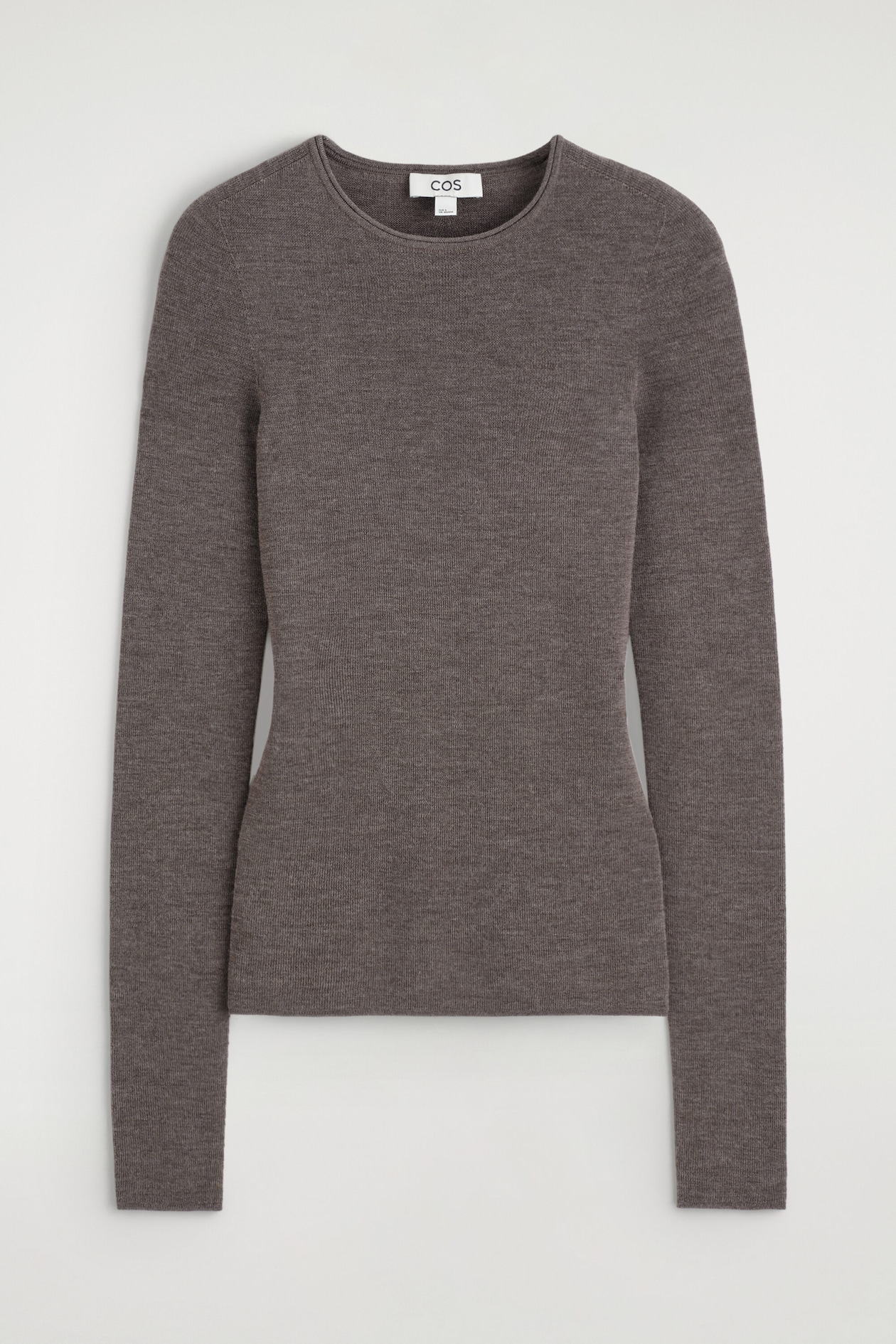 SEAMLESS MERINO WOOL LONG-SLEEVED TOP — BROWN MÉLANGE