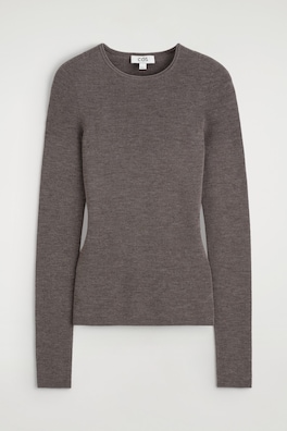 SEAMLESS MERINO WOOL LONG-SLEEVED TOP — BROWN MÉLANGE 8