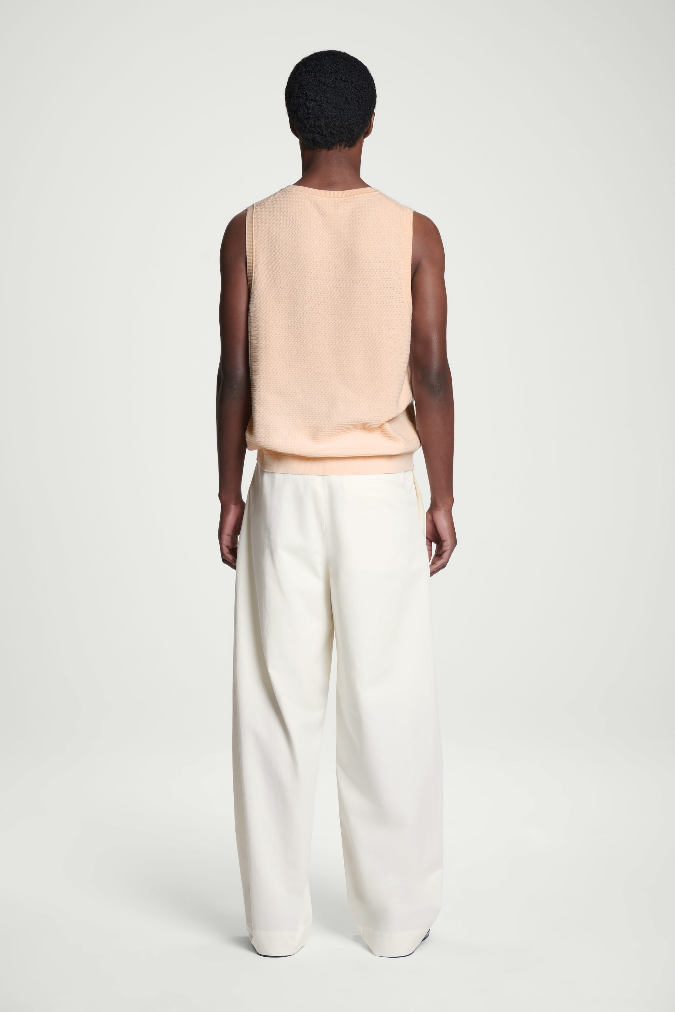 TEXTURED KNITTED COTTON TANK TOP