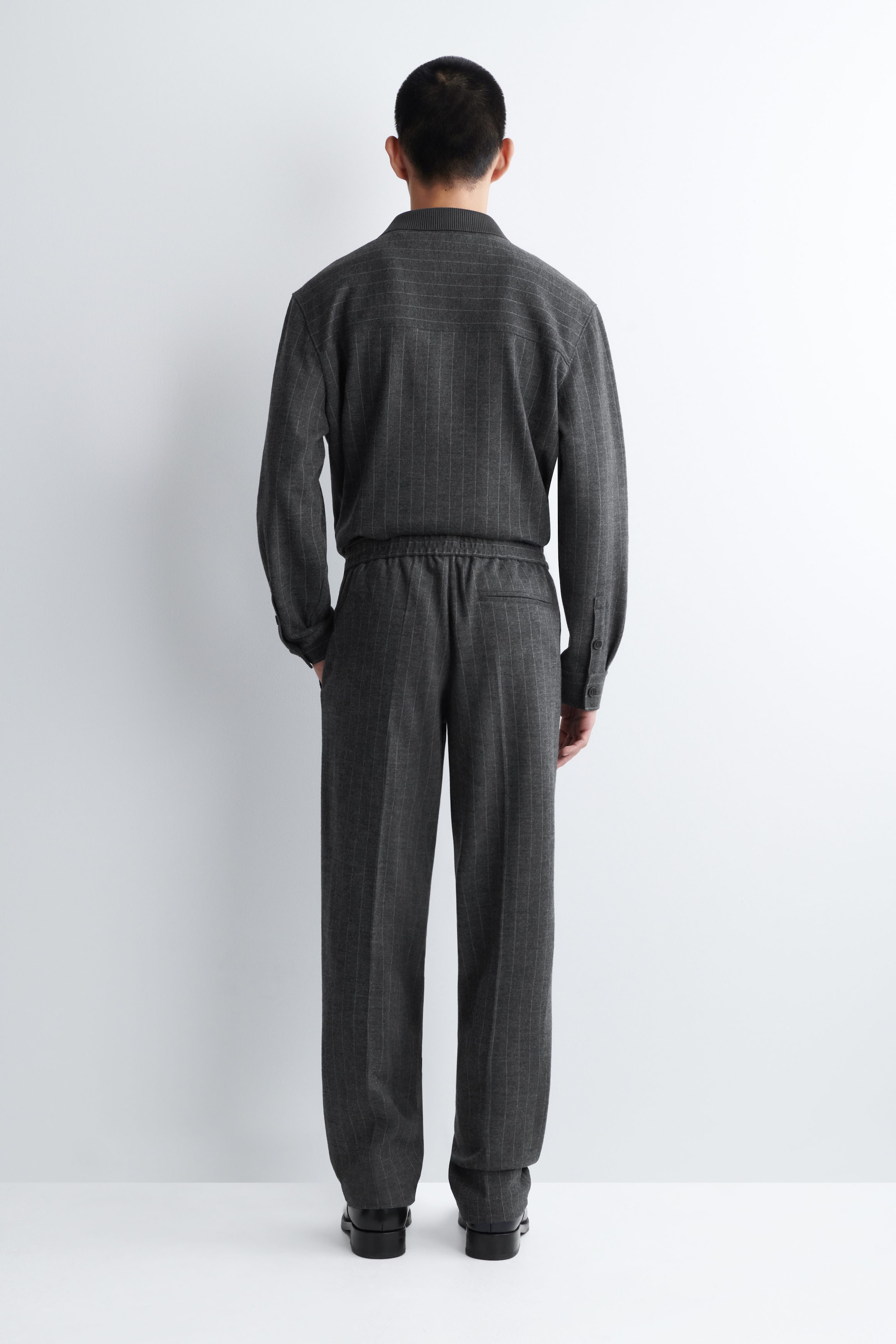 RELAXED ELASTICATED PINSTRIPED PANTS