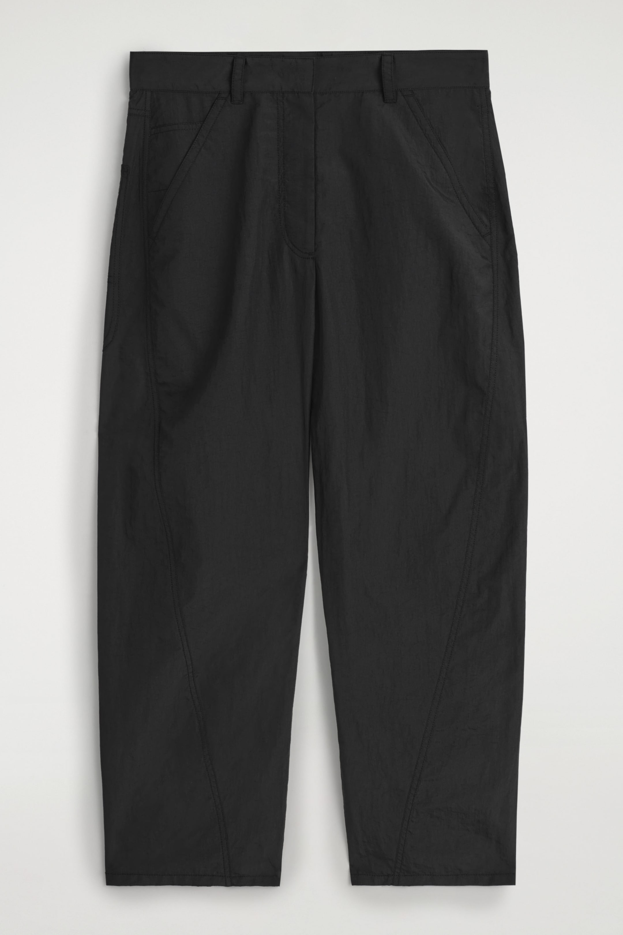 NYLON BARREL-LEG PANTS