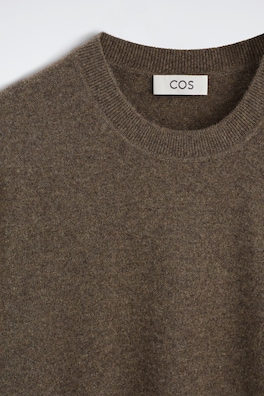 PURE CASHMERE CREW-NECK SWEATER — BROWN MÉLANGE 6