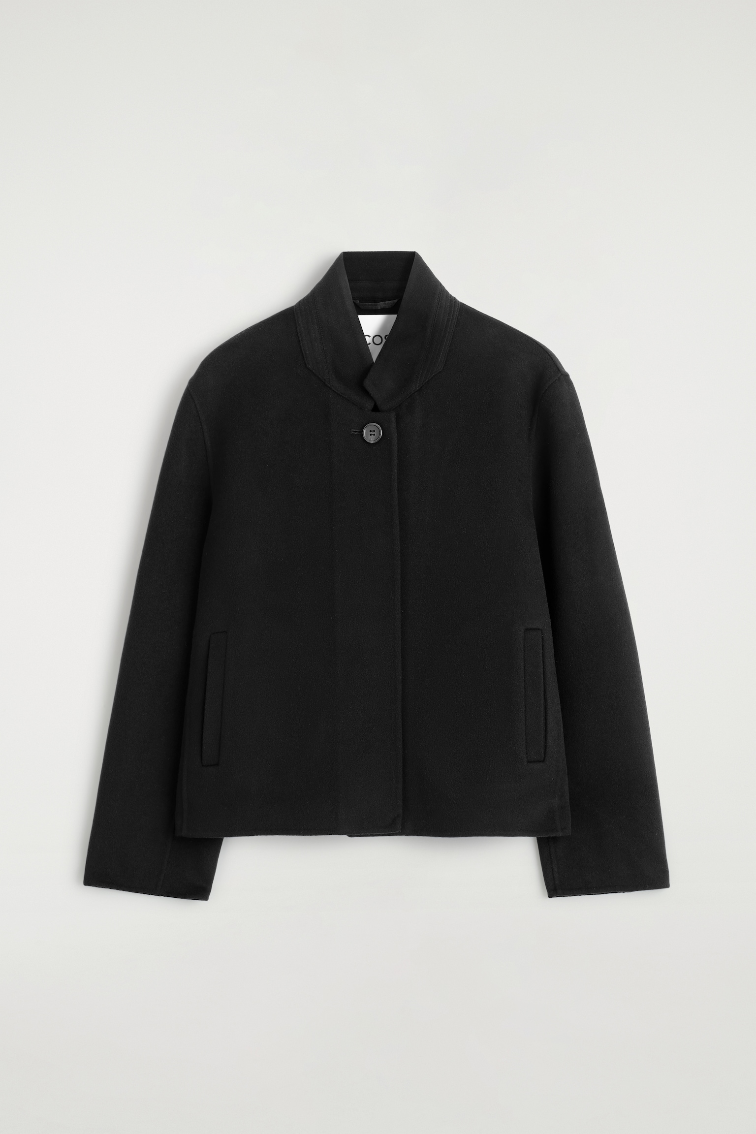STRUCTURED DOUBLE-FACED WOOL JACKET - BLACK - 2