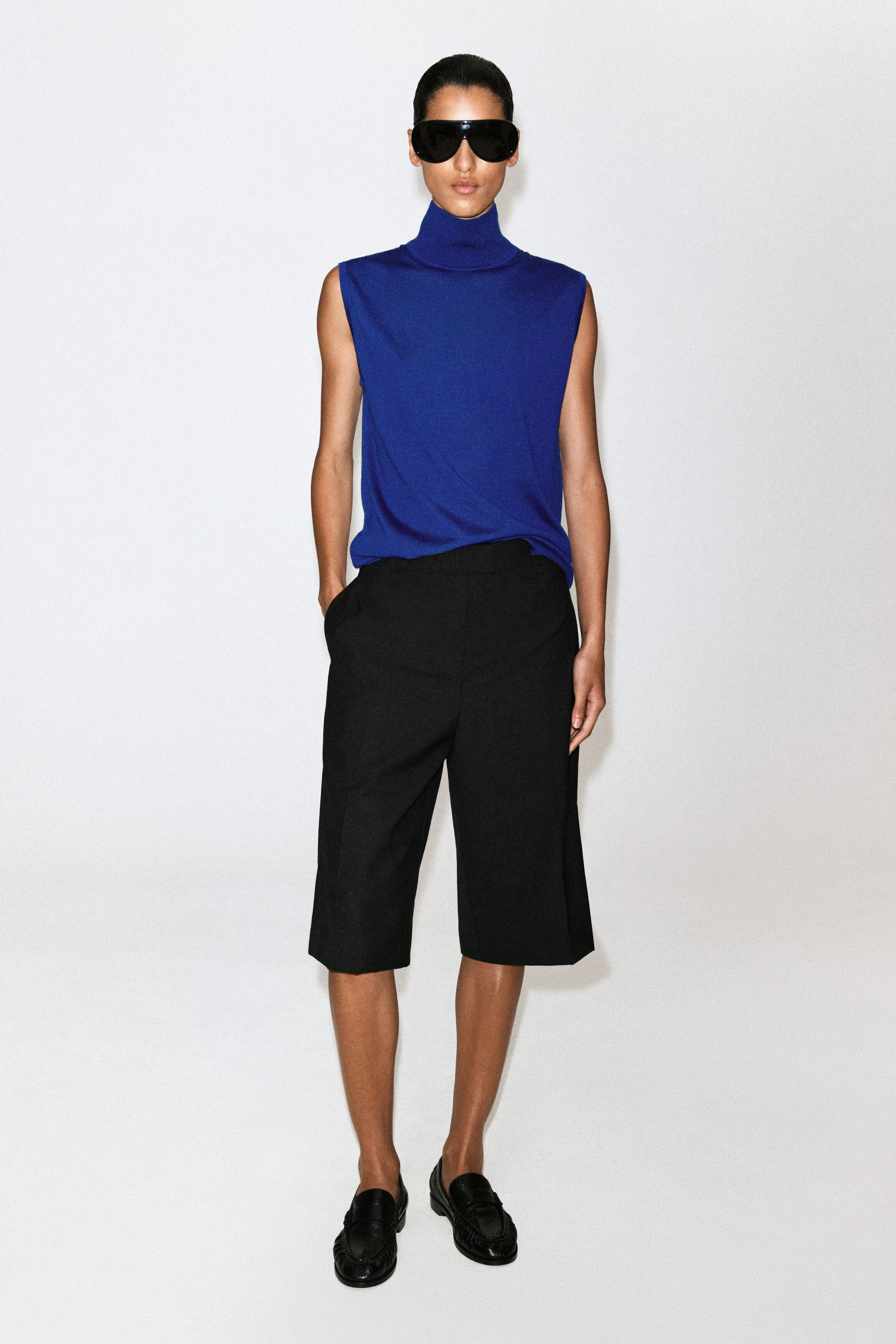 MERINO WOOL MOCK-NECK TANK - COBALT BLUE | COS US