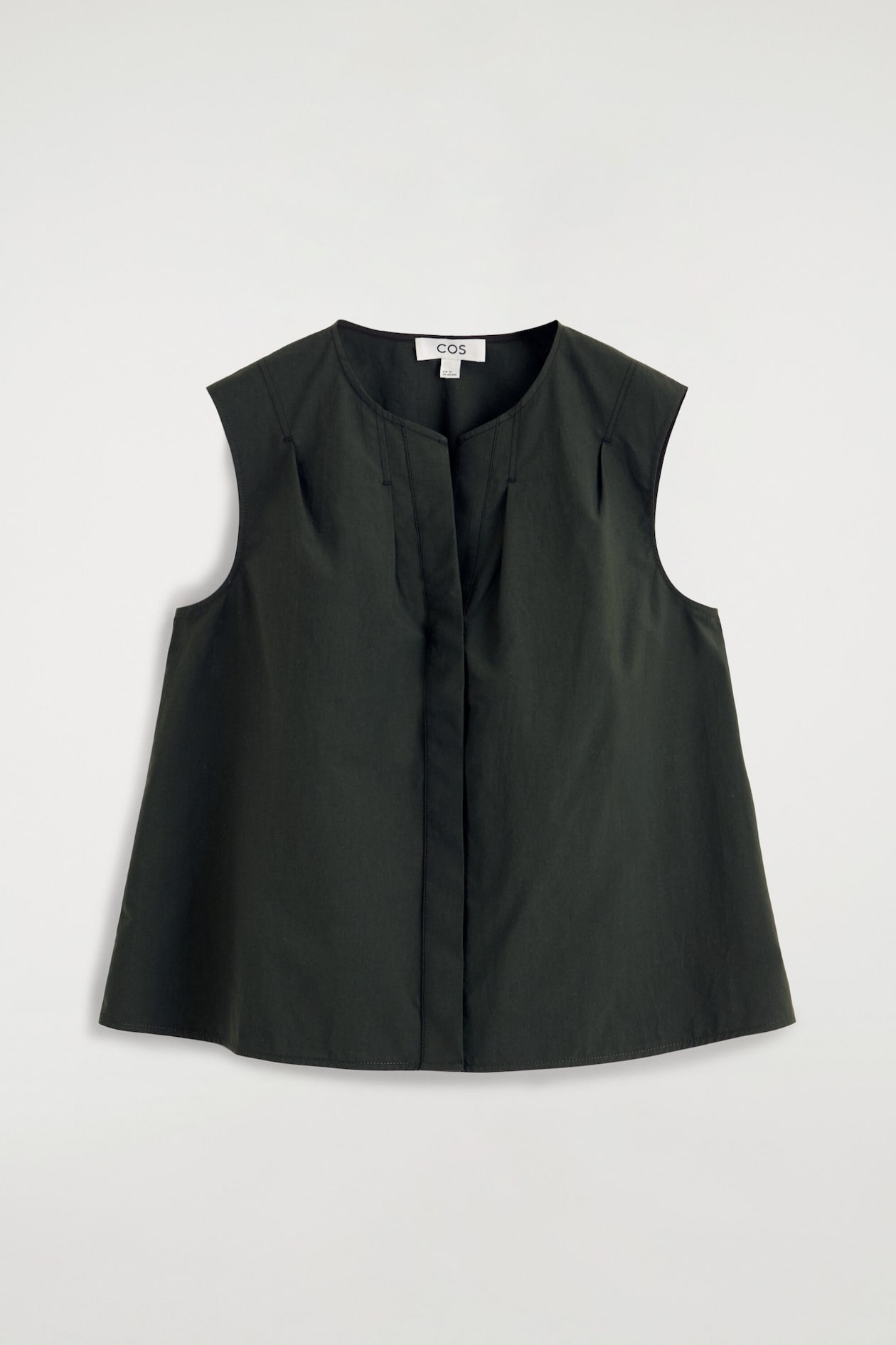 PLEATED SLEEVELESS TOP — DARK GREEN