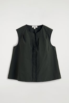 PLEATED SLEEVELESS TOP — DARK GREEN 7