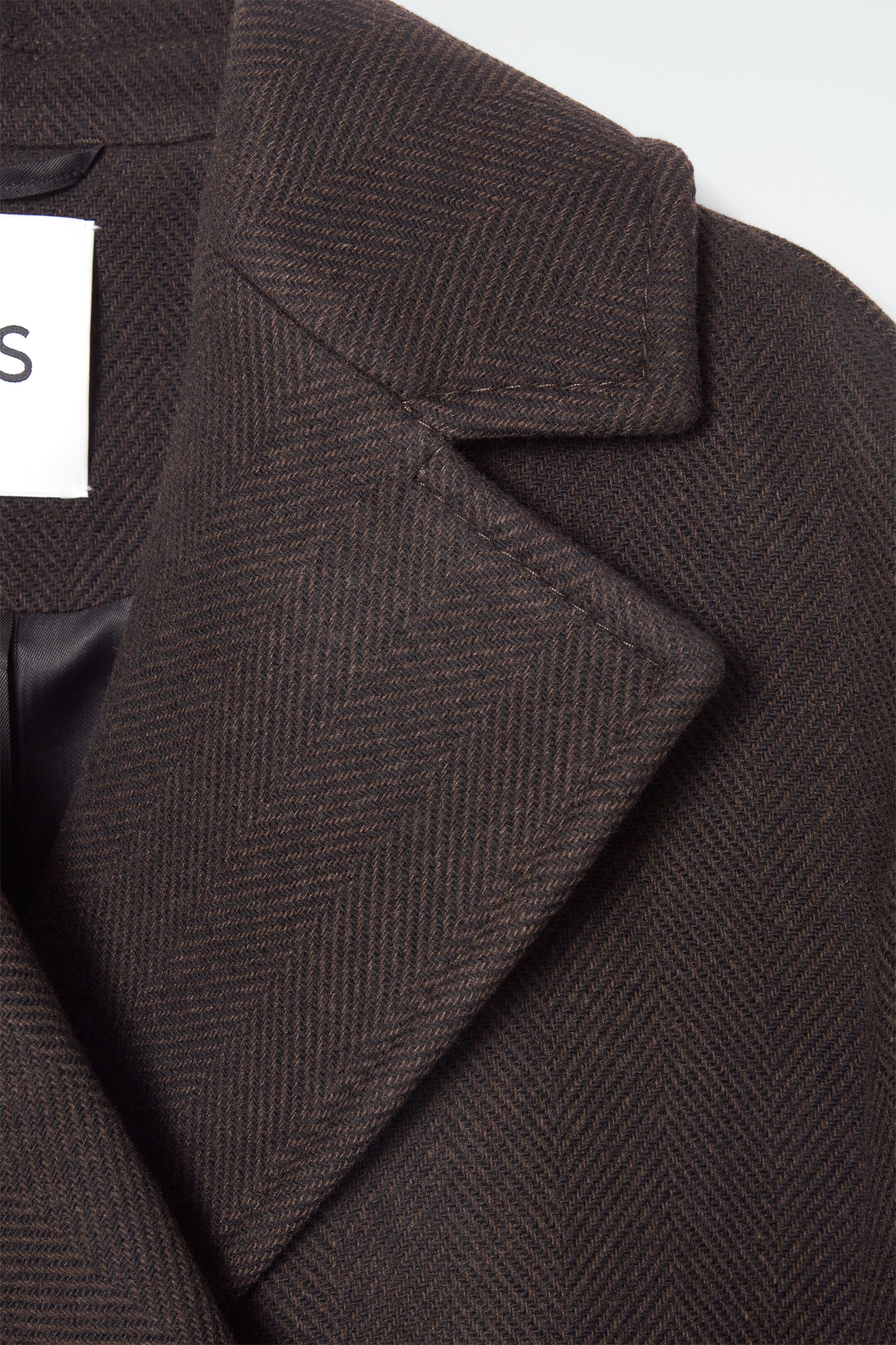 View larger image: DOUBLE-BREASTED WOOL-HERRINGBONE COAT - DARK BROWN - Ladies | H&M GB 3