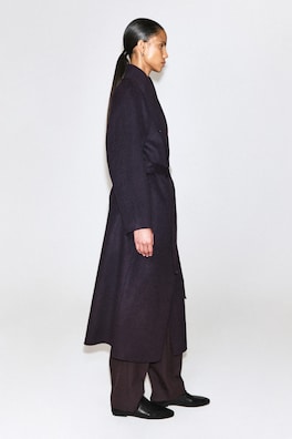 DOUBLE-FACED WOOL SHAWL-COLLAR COAT — EGGPLANT 4