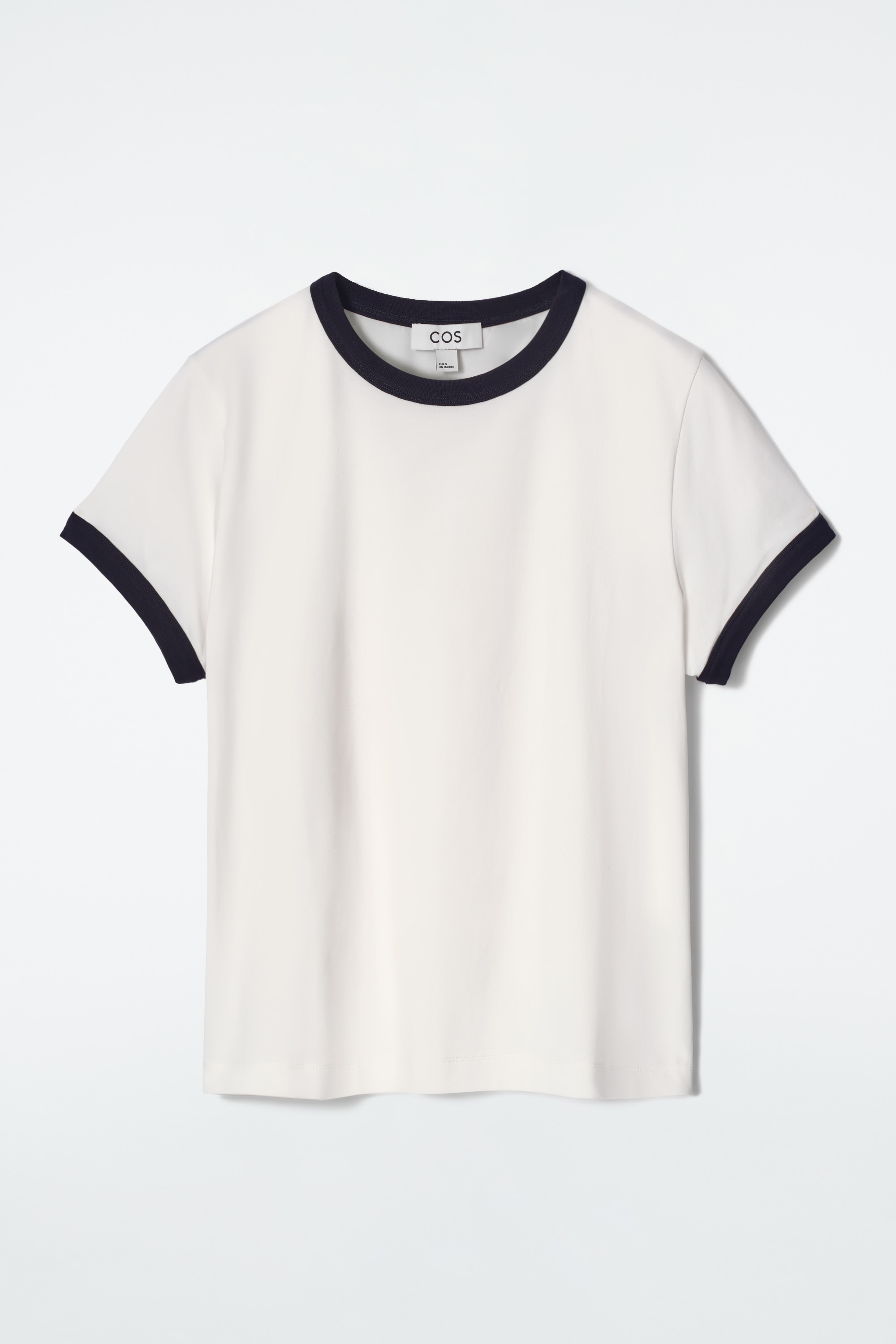 ZMENŠENÉ TRIČKO S KONTRASTNÍM LEMEM - KRÉMOVÁ / NÁMOŘNICKÁ/BURGUNDY / CREAM/BÍLÁ / PRUHOVANÁ/TMAVĚ MODRÁ / BÍLÁ/BÍLÁ / HNĚDÁ/ČERNÁ