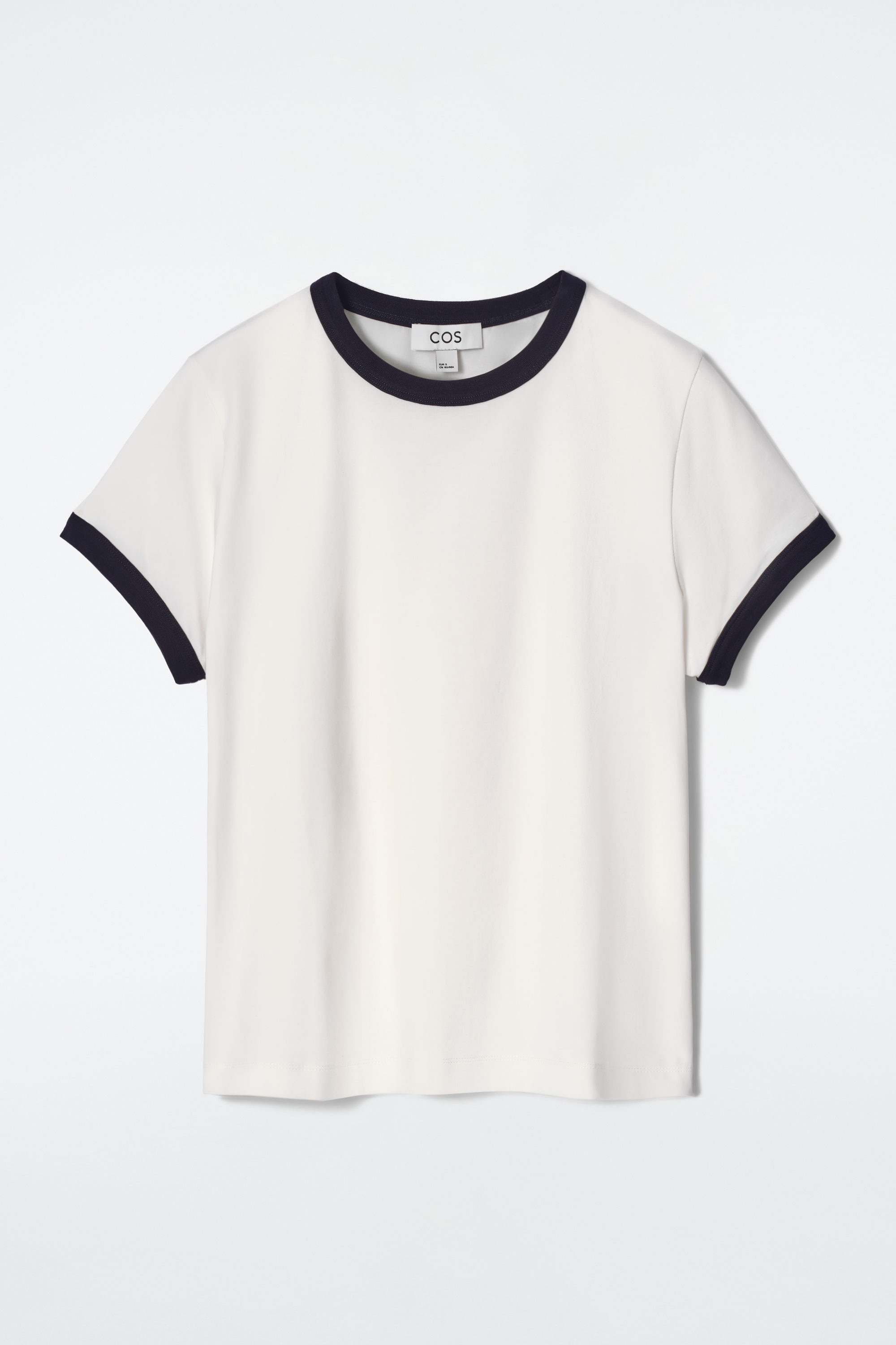 SHRUNKEN RINGER T-SHIRT - OFF-WHITE / NAVY | COS