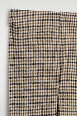 MERINO WOOL LEGGINGS — BEIGE / CHECKED 1