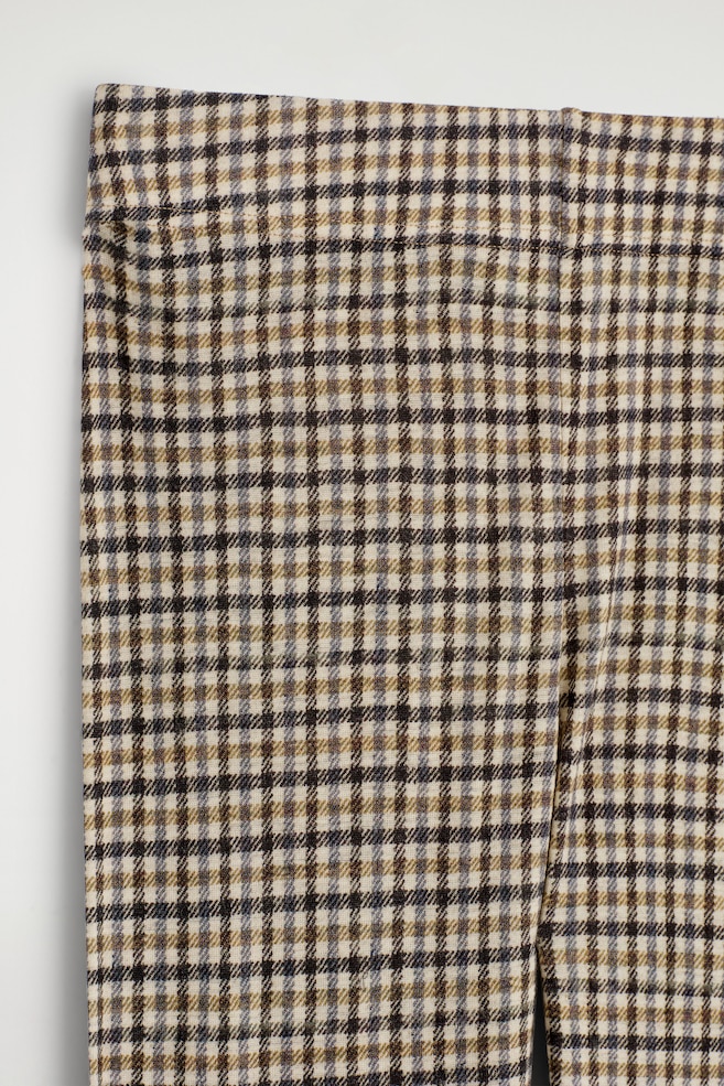 MERINO WOOL LEGGINGS — BEIGE / CHECKED