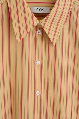 STRIPED COTTON-LYOCELL SHIRT — HONEY / RED / STRIPED 7