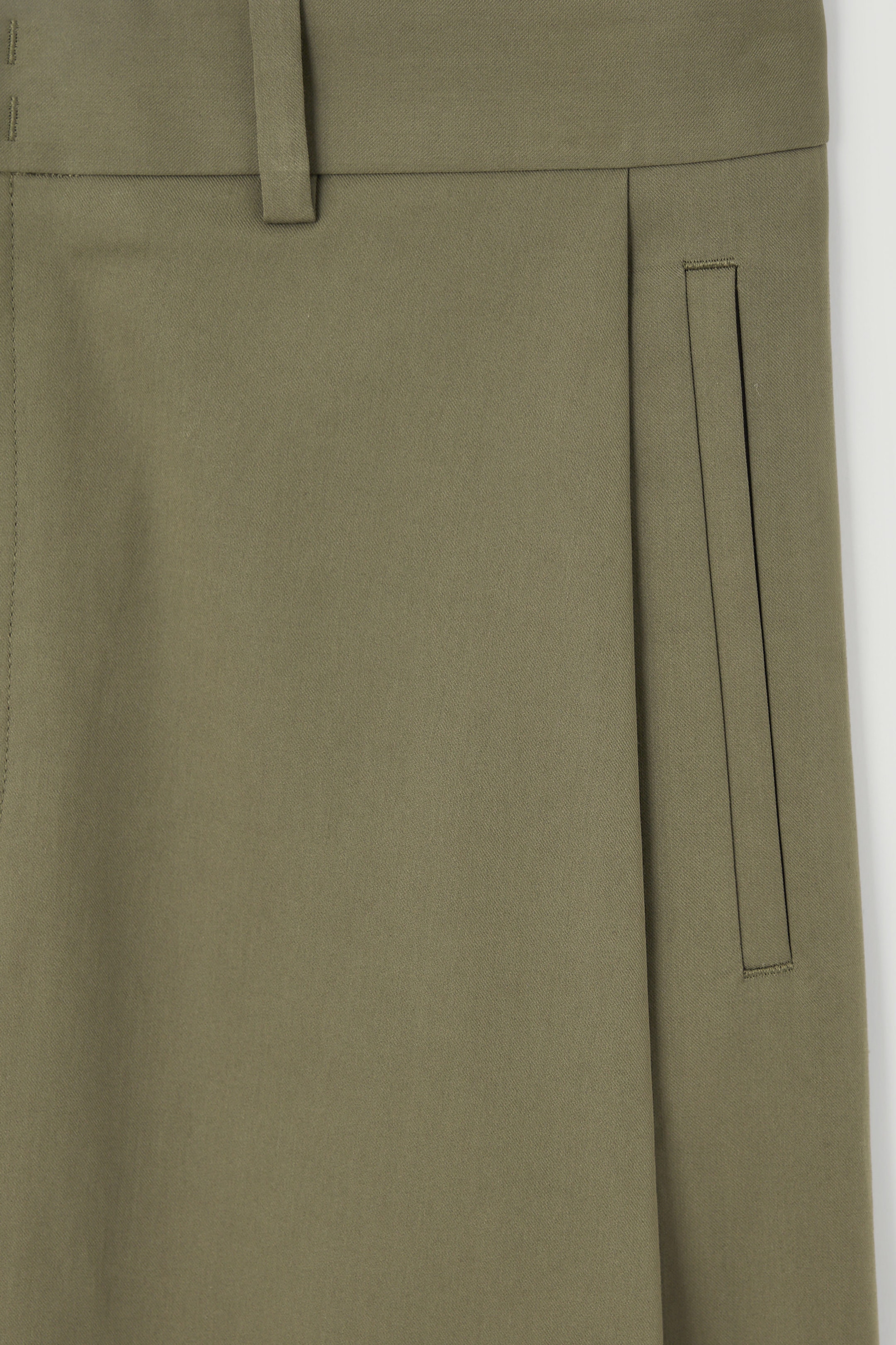 PLEATED COTTON WIDE-LEG PANTS