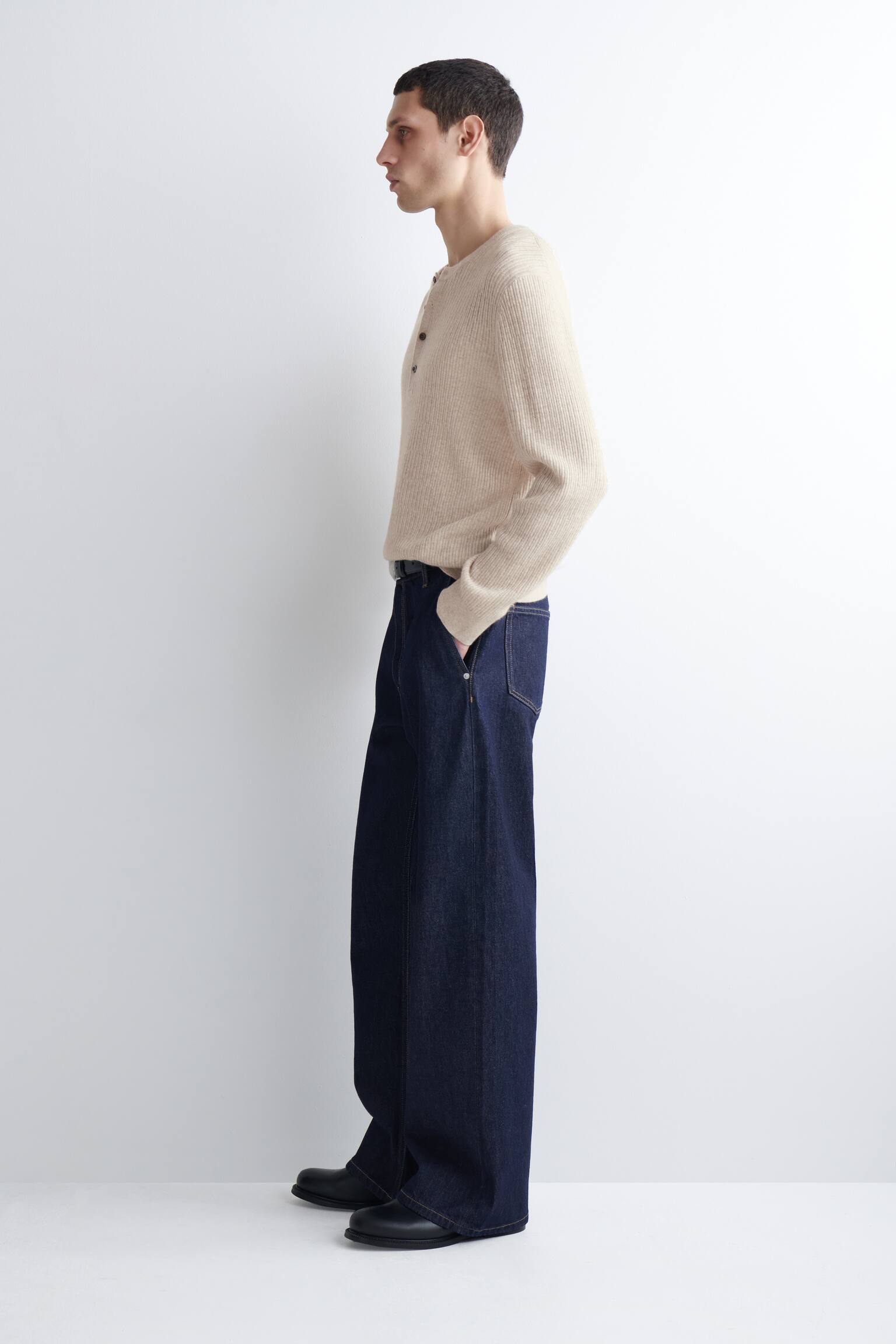 BOOTLEG DENIM TROUSERS - INDIGO - 3
