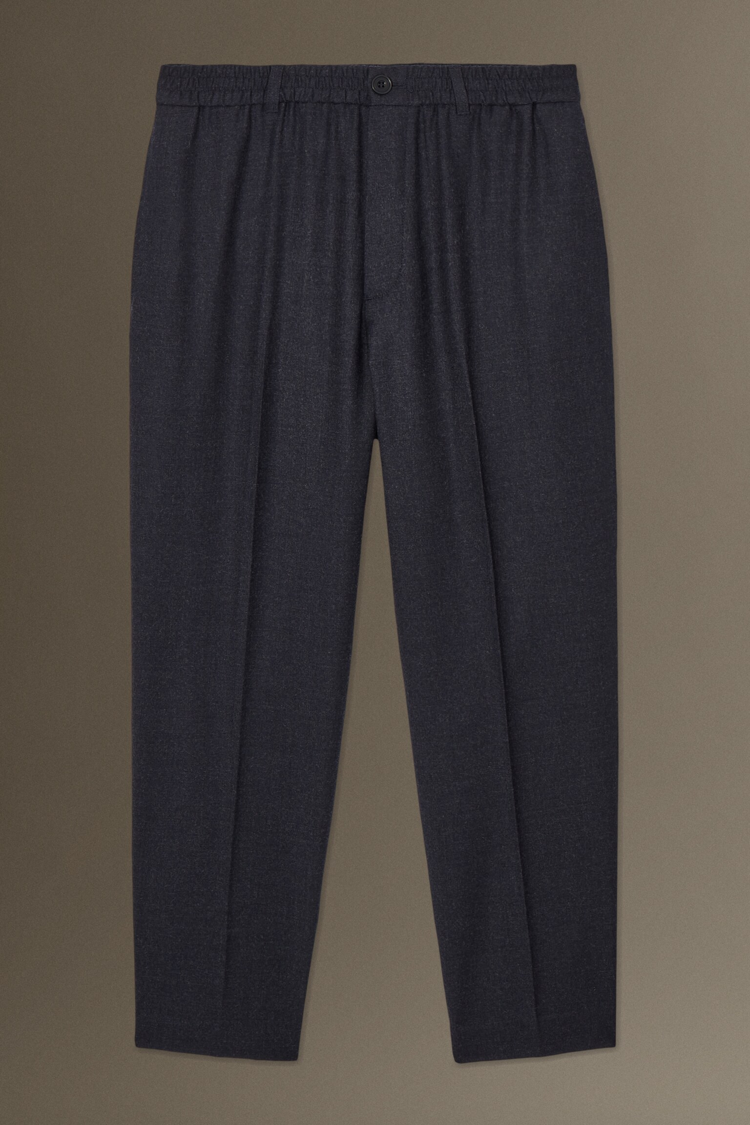 PANTALON FLANELLE LAINE TAILLE ÉLASTIQUÉE - FUSELÉ - BLEU MARINE CHINÉ - 1