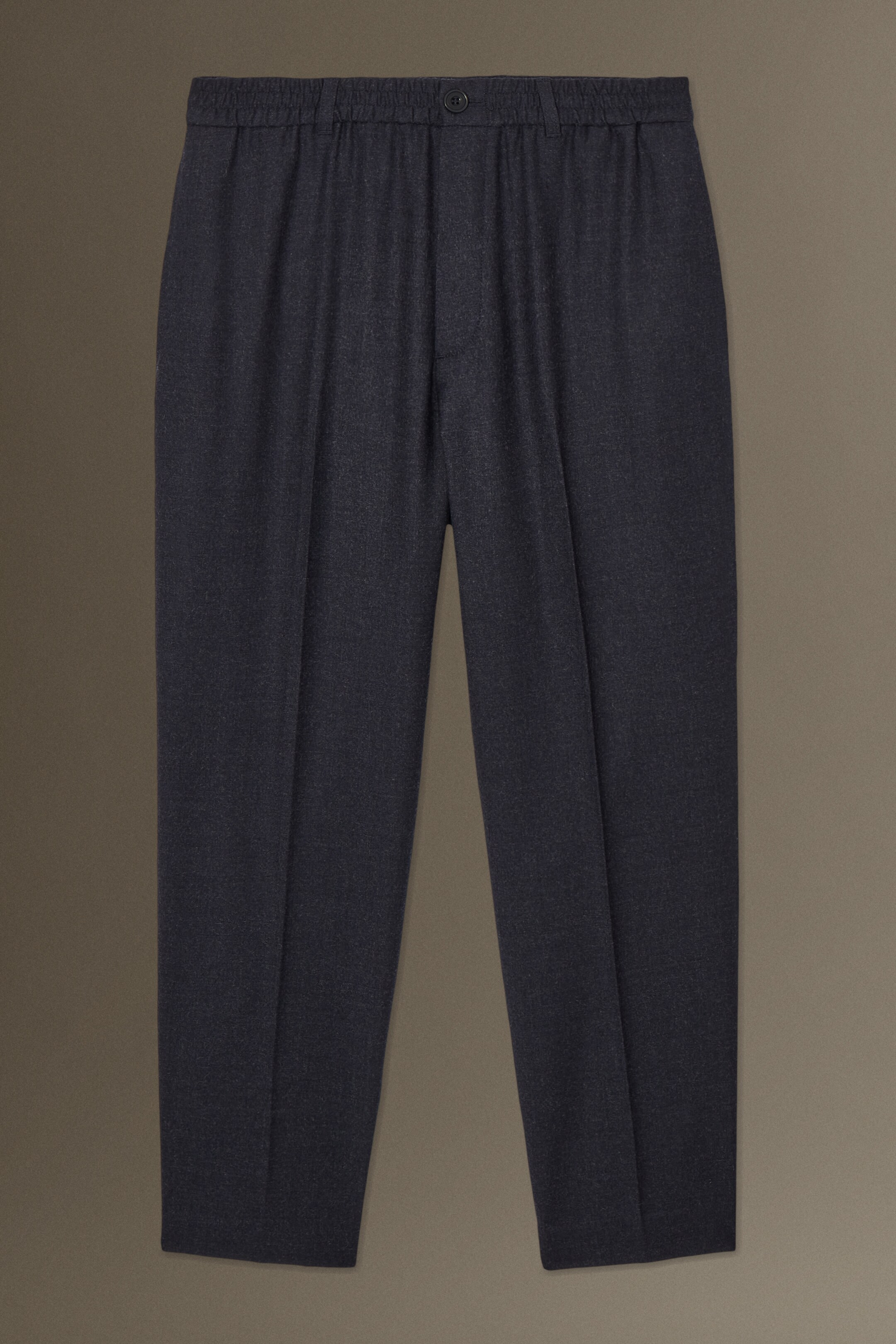 Agrandir l'image: PANTALON FLANELLE LAINE TAILLE ÉLASTIQUÉE - FUSELÉ - BLEU MARINE CHINÉ - HOMME | H&M CH 1