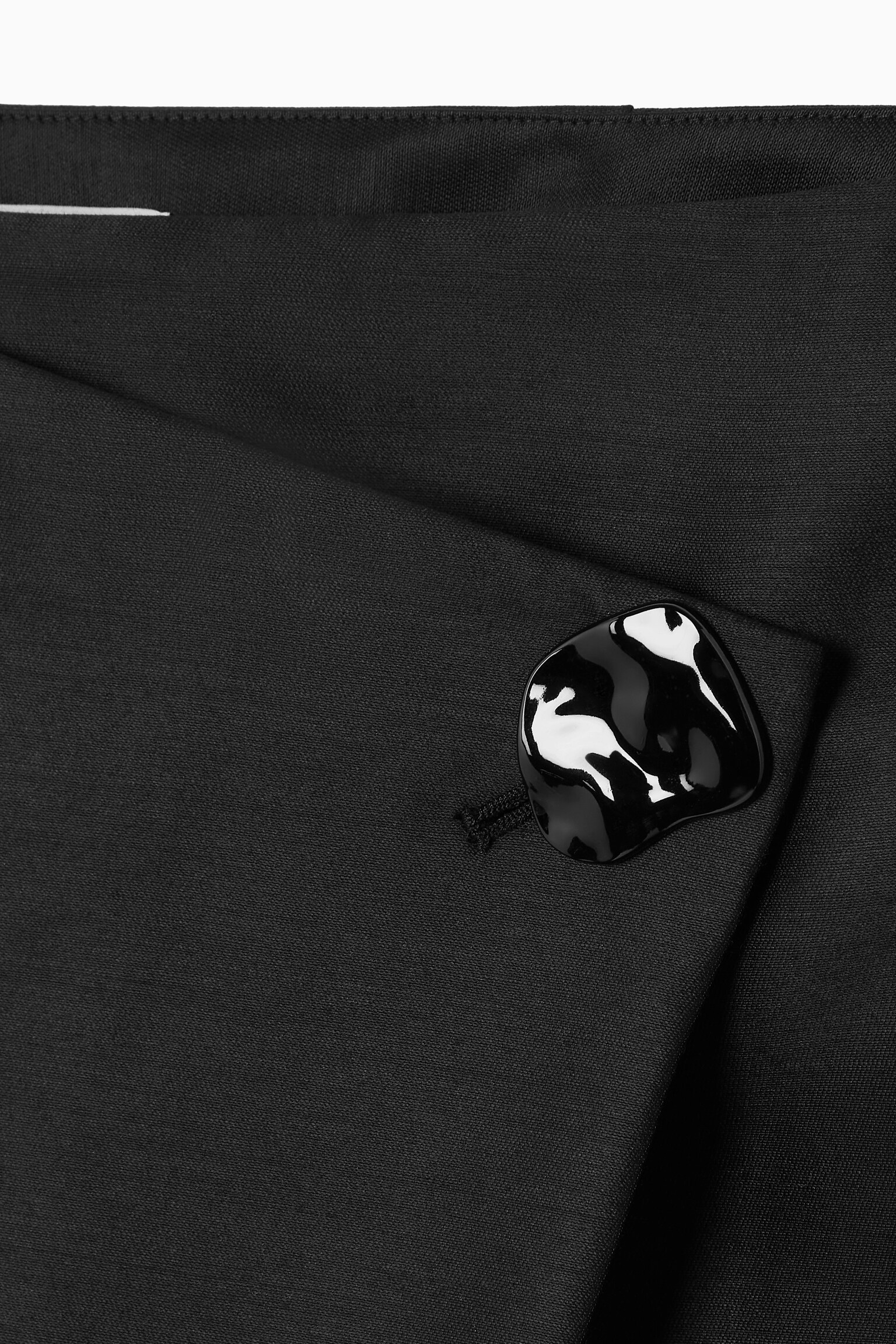 MINI-JUPE DÉTAIL BROCHE LAINE MÉLANGÉE - NOIR - 2