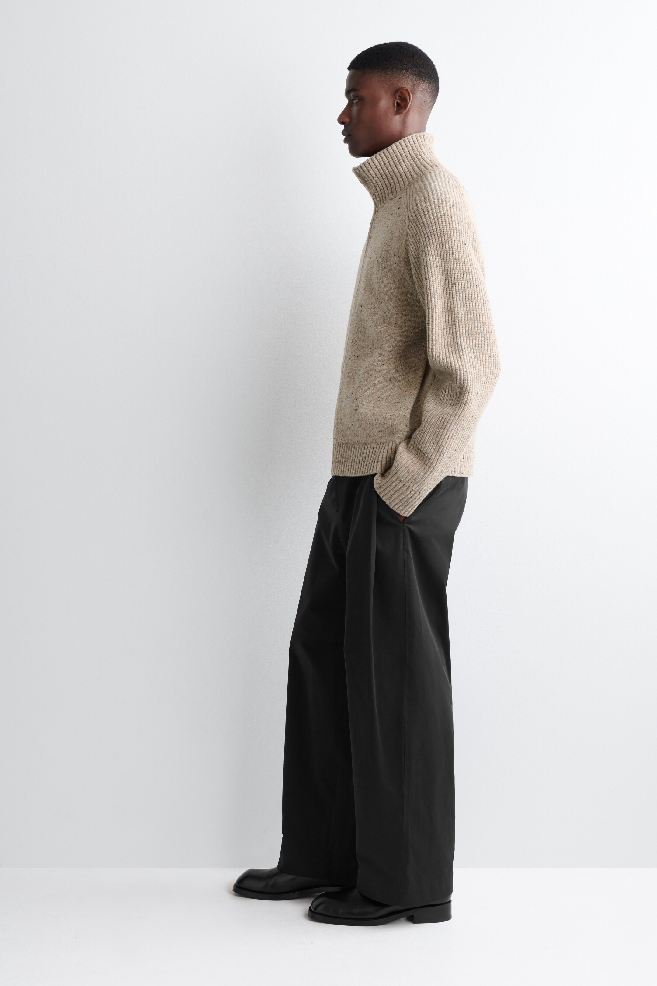 Agrandir l'image: CARDIGAN DEMI-ZIPPÉ EN LAINE EFFET DONEGAL - BEIGE CHINÉ - HOMME | H&M FR 3