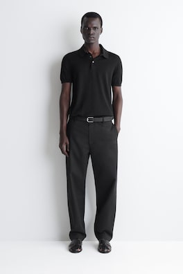 COTTON REGULAR-FIT STRAIGHT-LEG CHINOS — BLACK 1