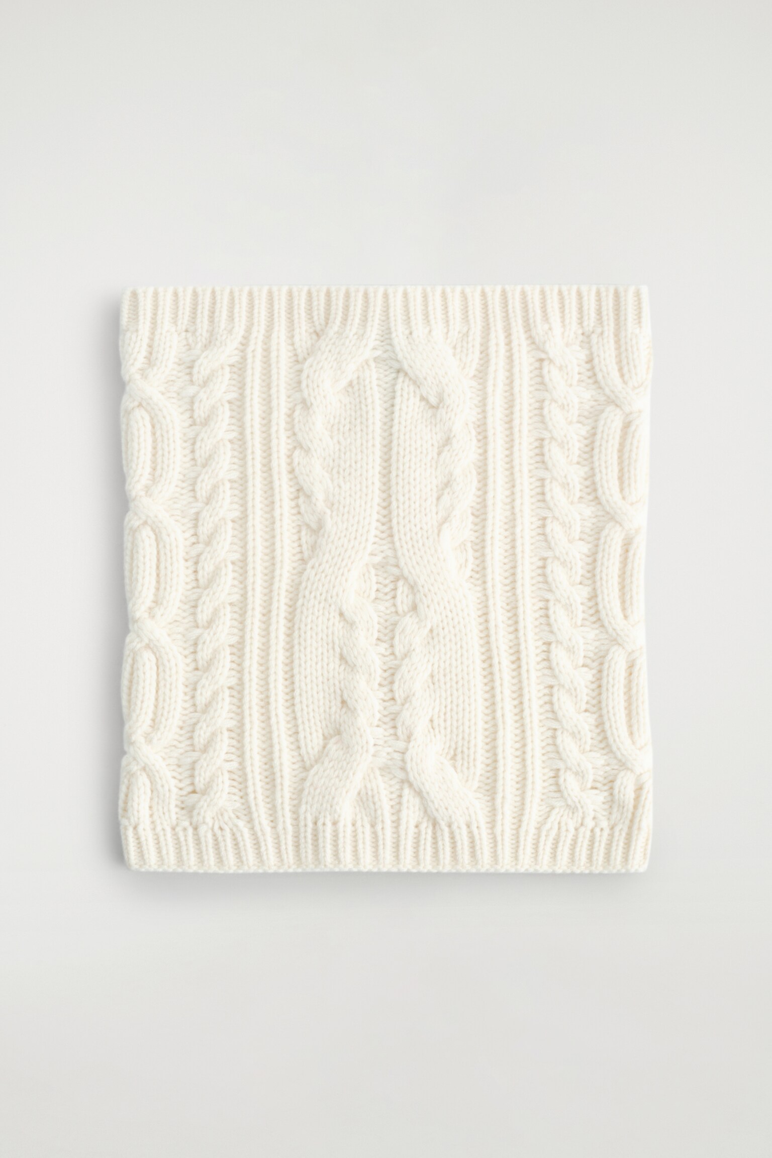 CABLE-KNIT WOOL-CASHMERE SNOOD - CREAM - 2