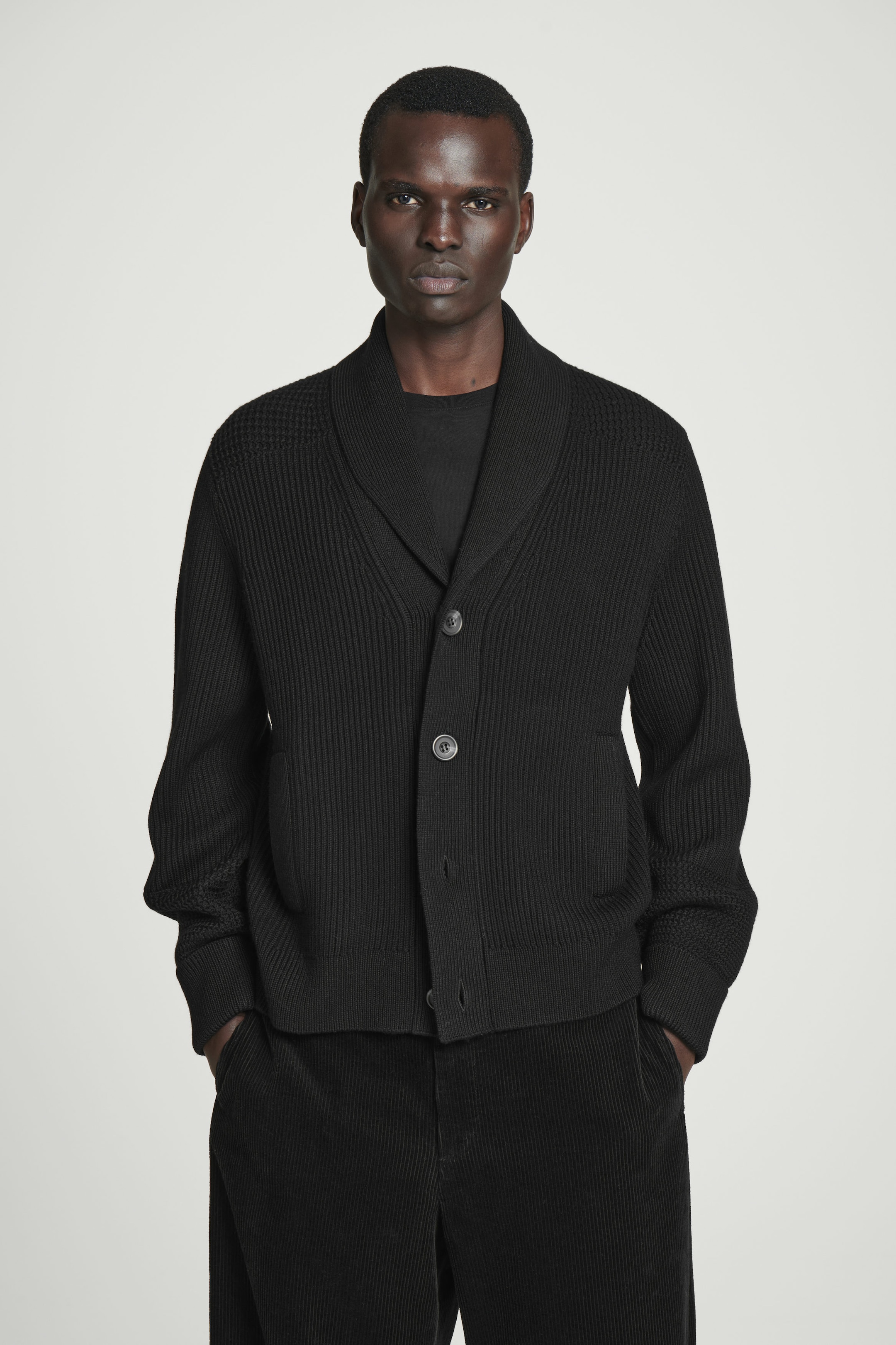 SHAWL-COLLAR MERINO WOOL CARDIGAN
