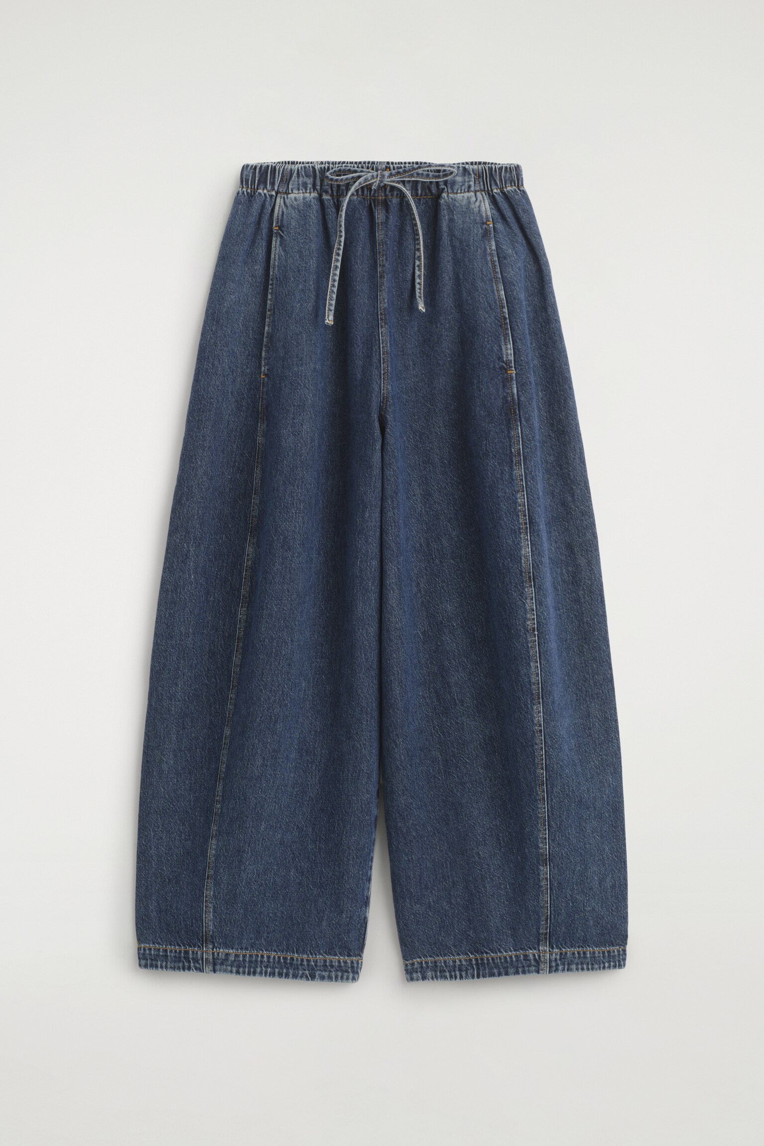 PANTALONI DIN DENIM CU ȘNUR ȘI CROIALĂ BARREL - ALBASTRU ÎNCHIS/ALBASTRU ÎNCHIS/ALBASTRU - 2