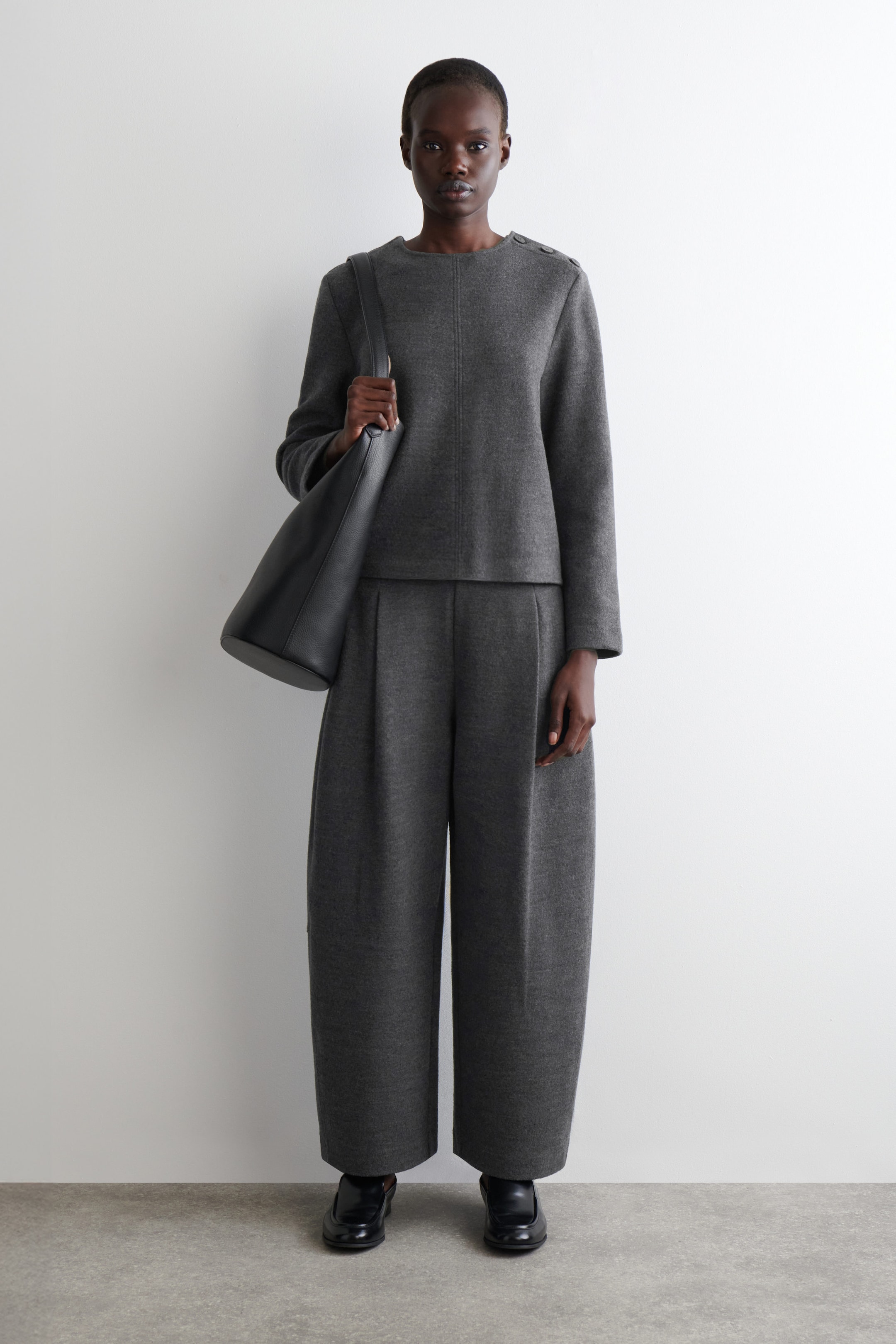BUTTON-DETAIL BOILED-WOOL SWEATSHIRT