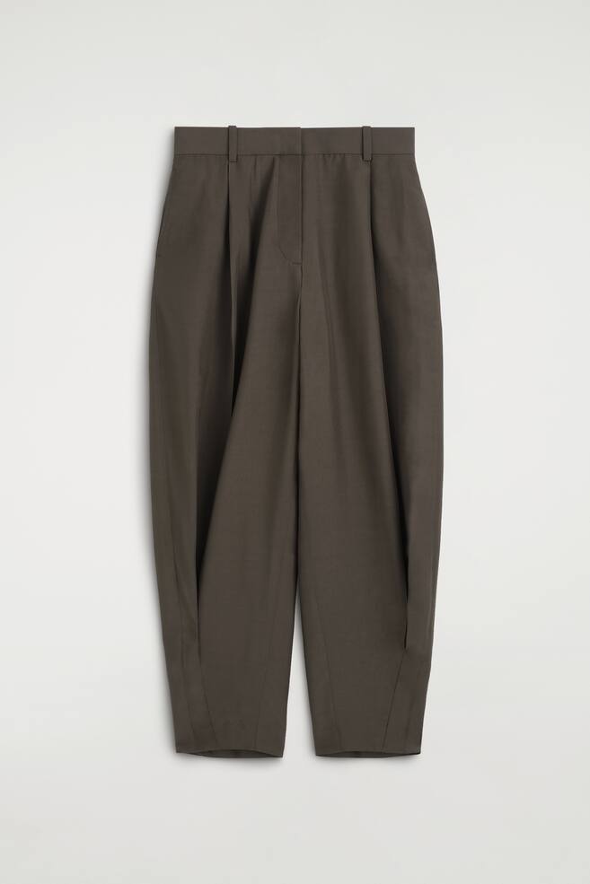 HOSE MIT BALLONBEIN UND FALTEN - BRAUN/SCHWARZ - 1