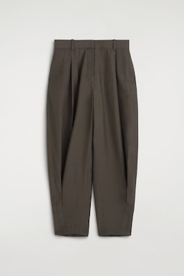 PLEATED BALLOON-LEG PANTS — BROWN 7