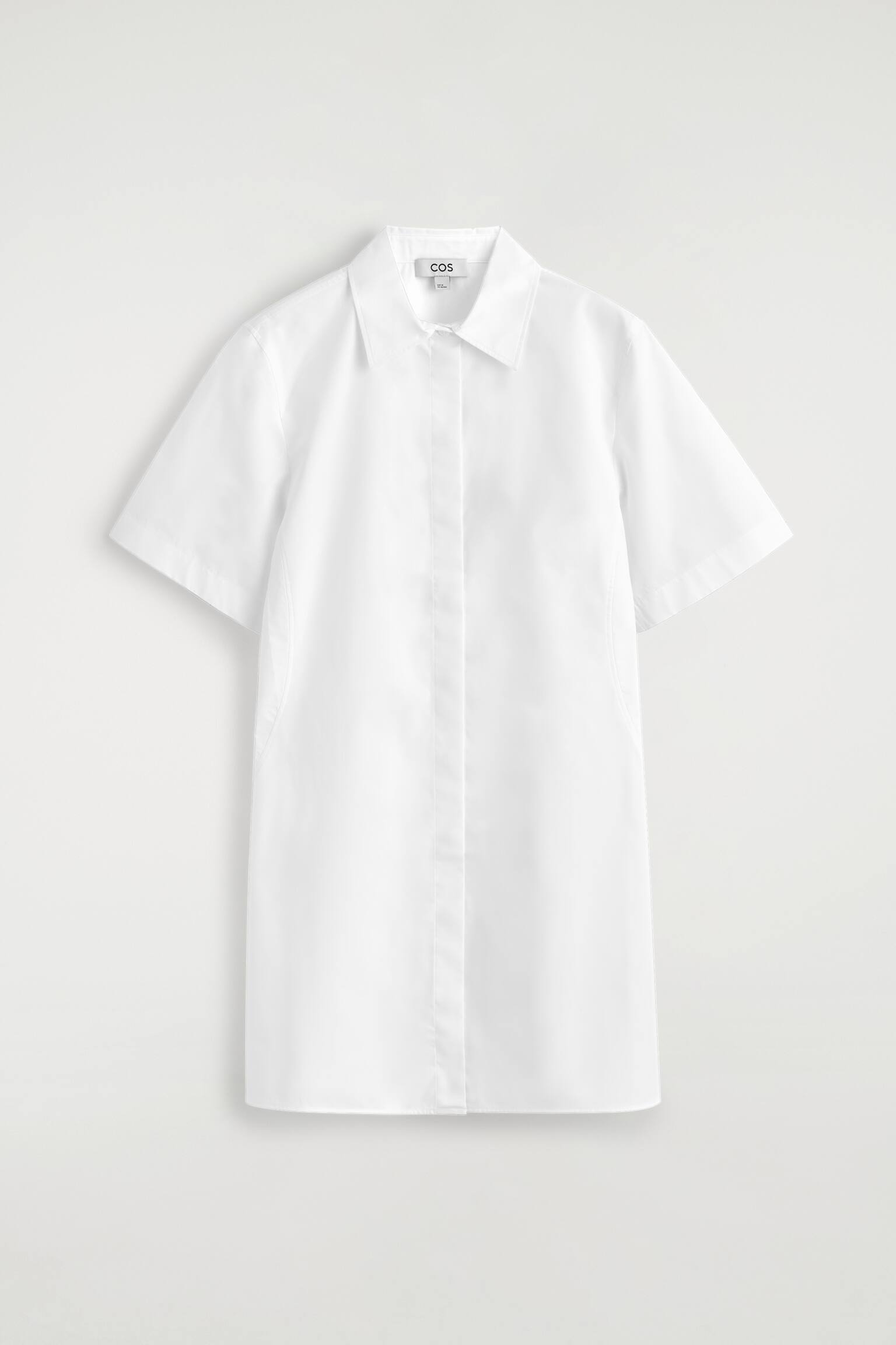 ROCHIE CĂMAȘĂ MINI DIN BUMBAC CLASIC - ALB - 1