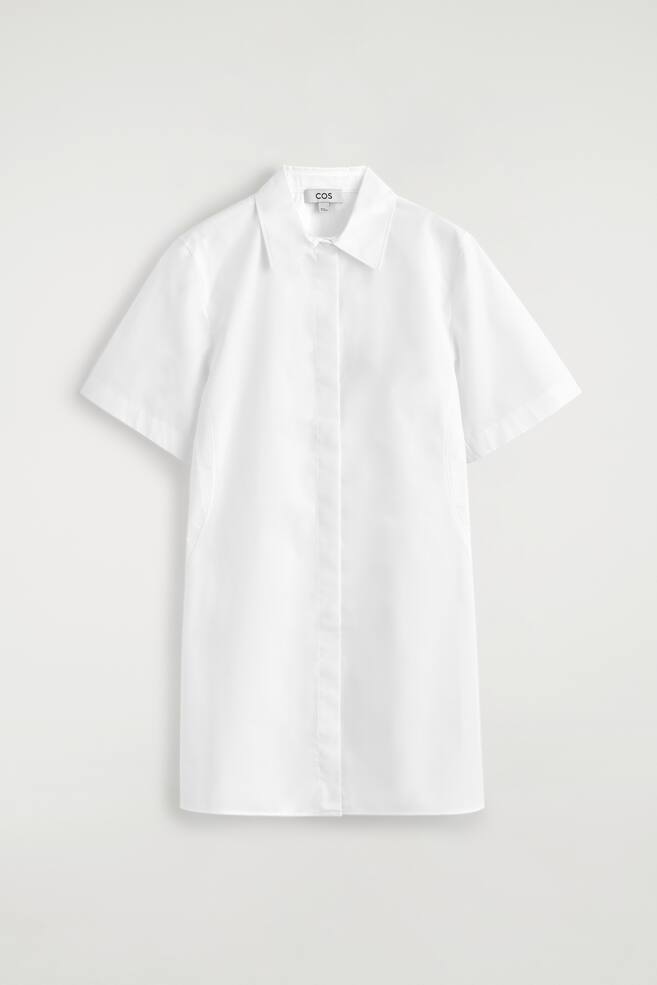 VESTIDO CAMISERO CLÁSICO CORTO ALGODÓN - BLANCO - 1